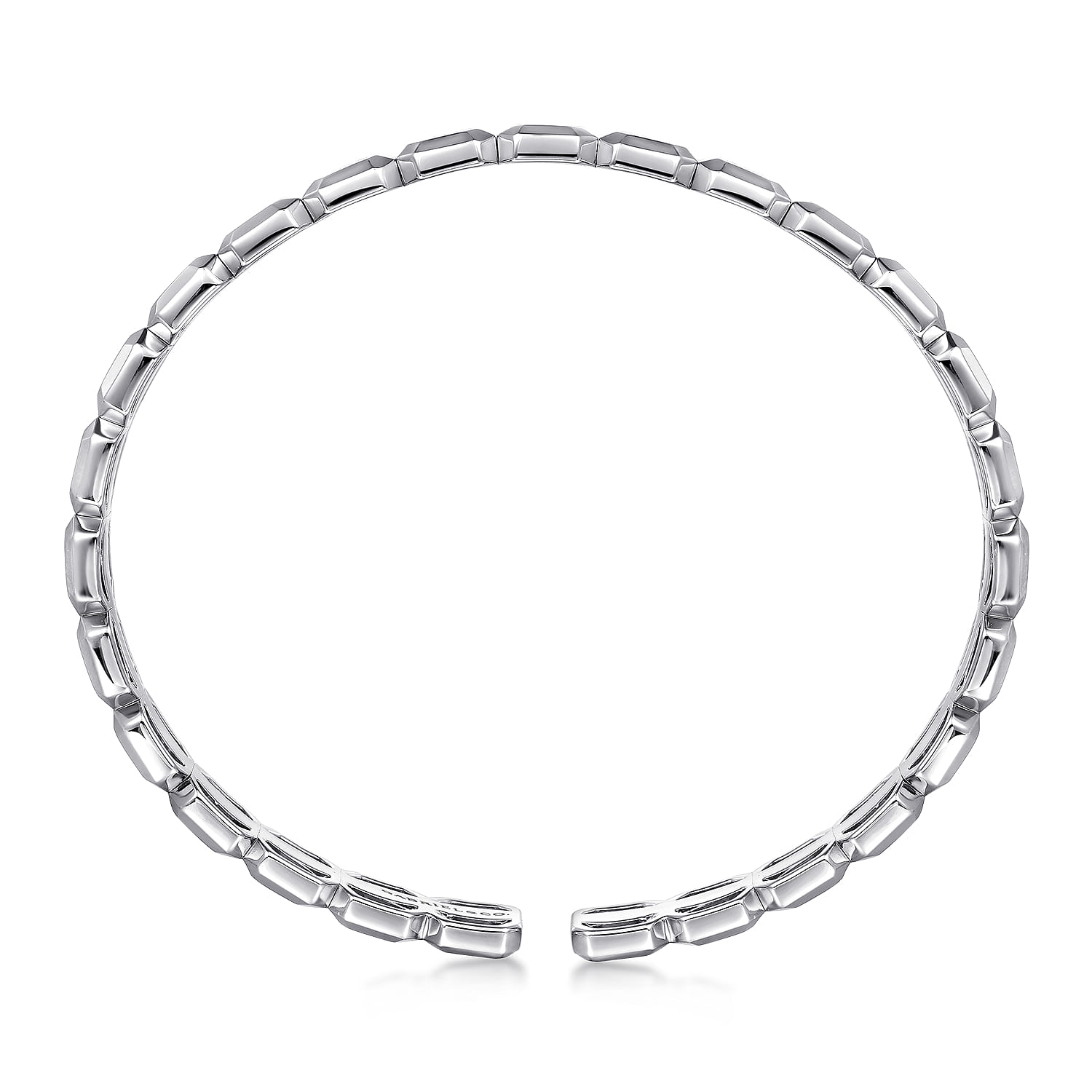 Geometric Open Cuff Bracelet With Black Spinel Stations in Sterling Silver, photograph 3