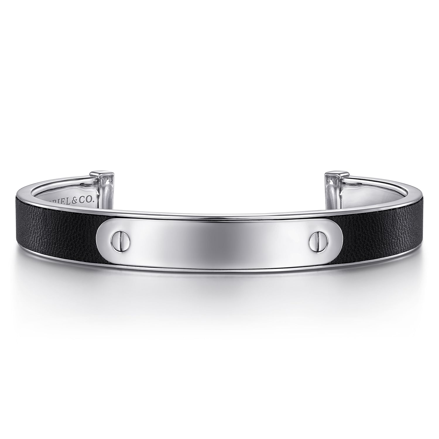 925 Sterling Silver and Leather ID Cuff Bracelet