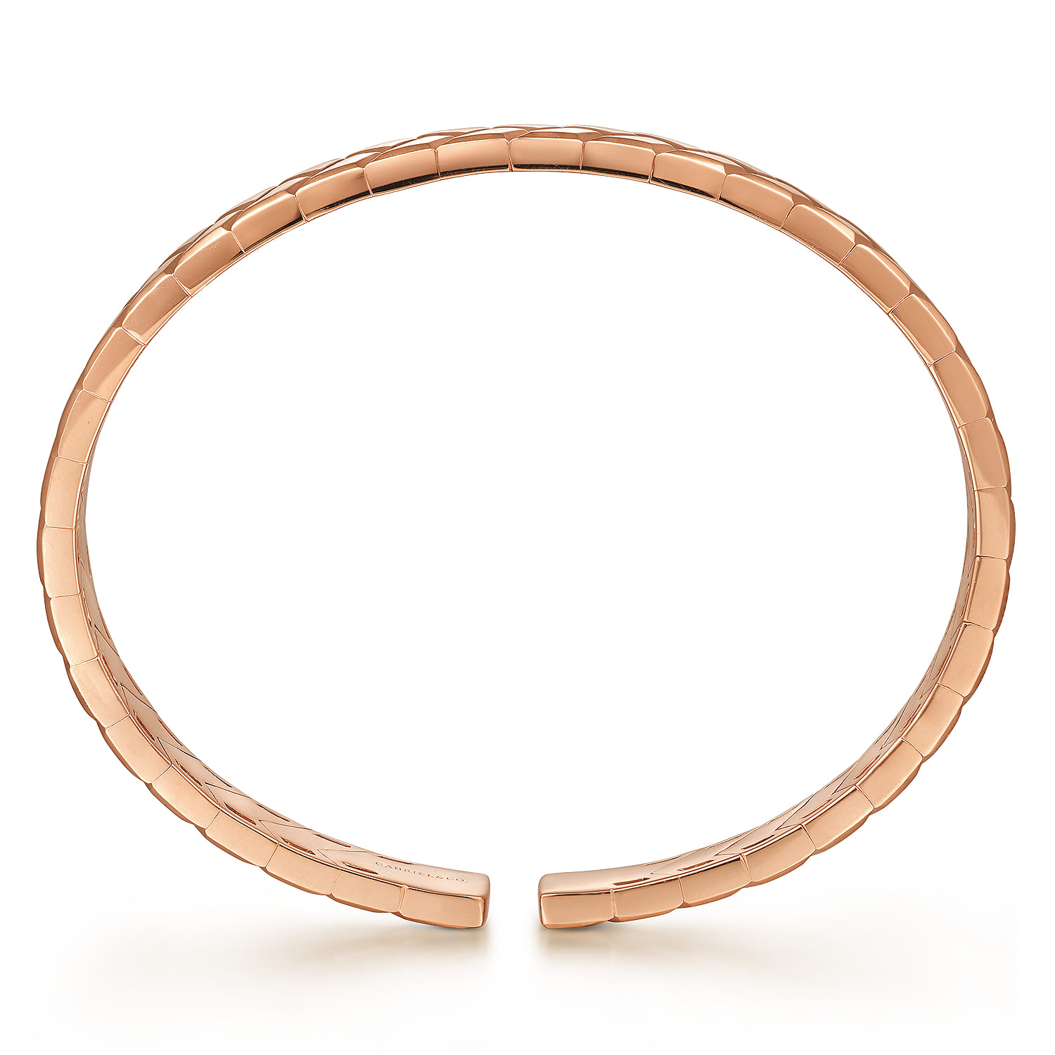 Open Herringbone Cuff Bangle in 14K Rose Gold, photograph 3
