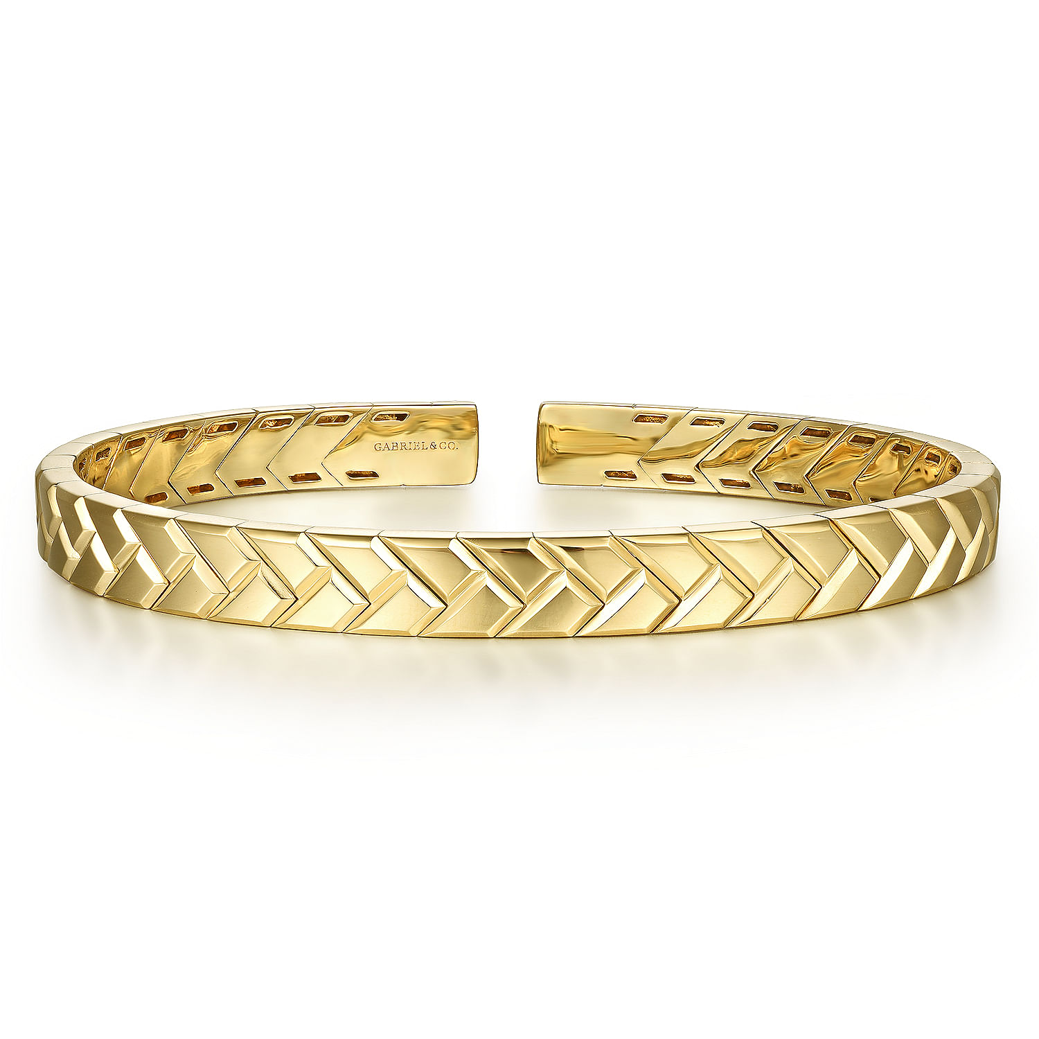 【Gaby】 cutlery bangle 14K Rose Gold Open Herringbone Cuff Bangle @ $6600. Shop Men