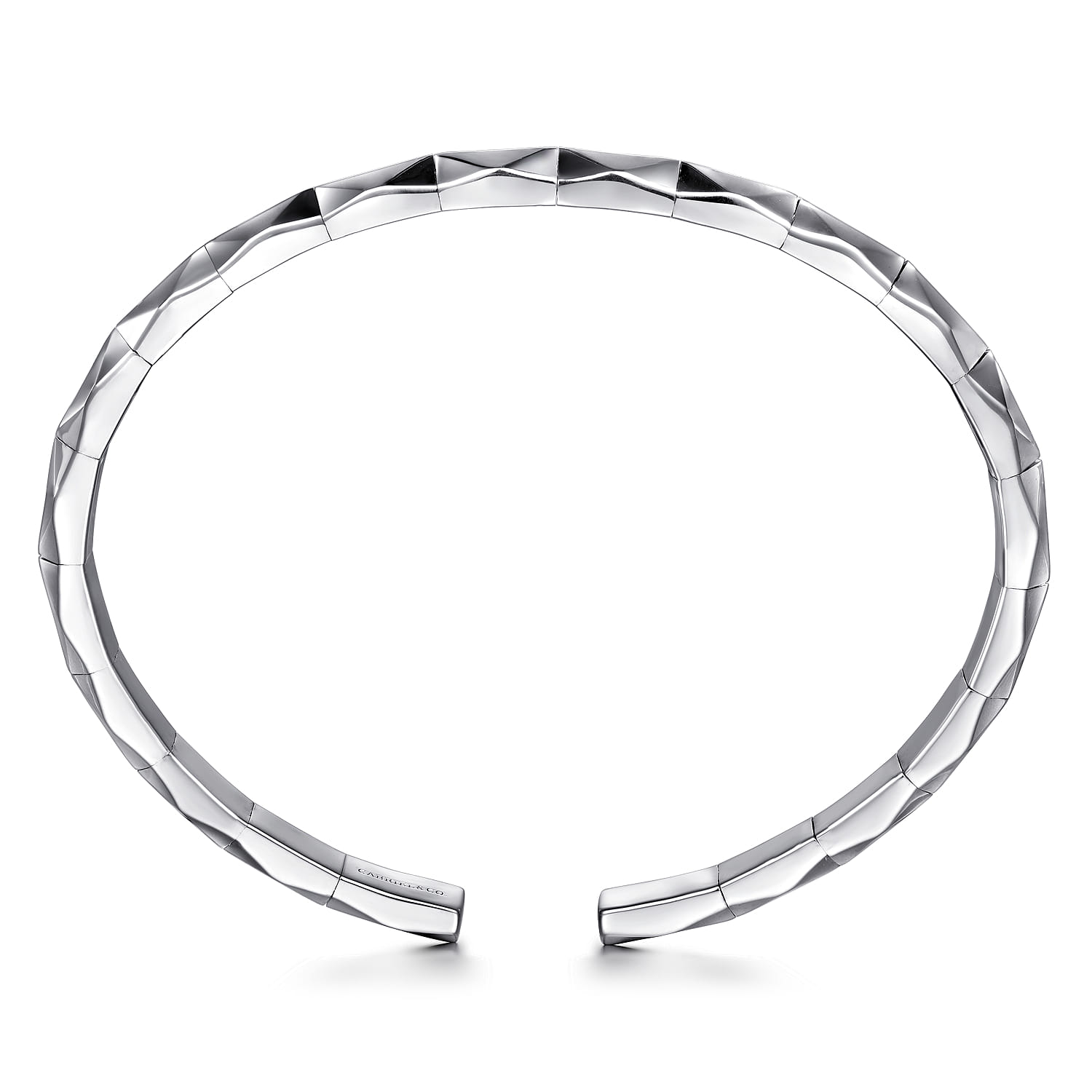 Faceted Open Cuff Bracelet in Sterling Silver, photograph 3