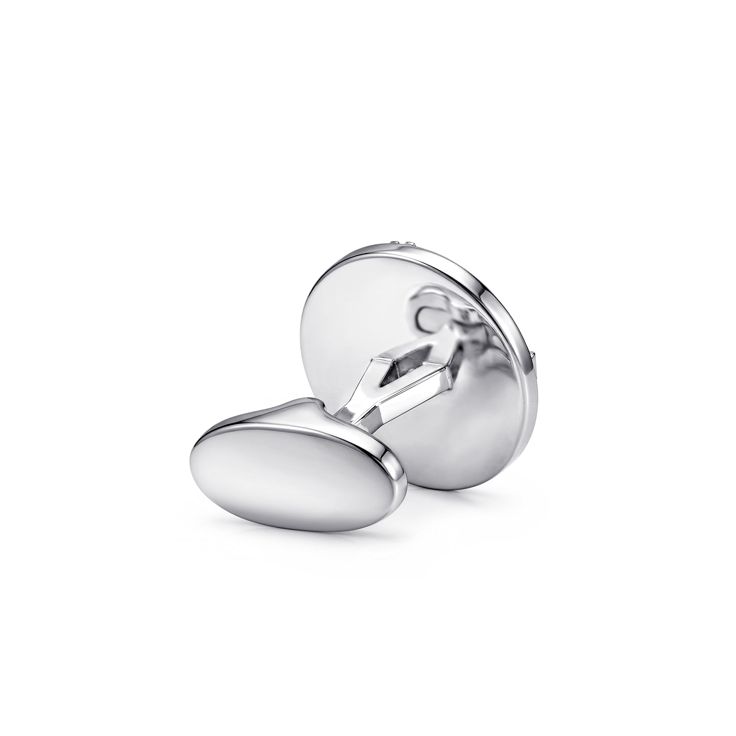 Round Compass Cufflinks with Black Spinel in Sterling Silver, photograph 2