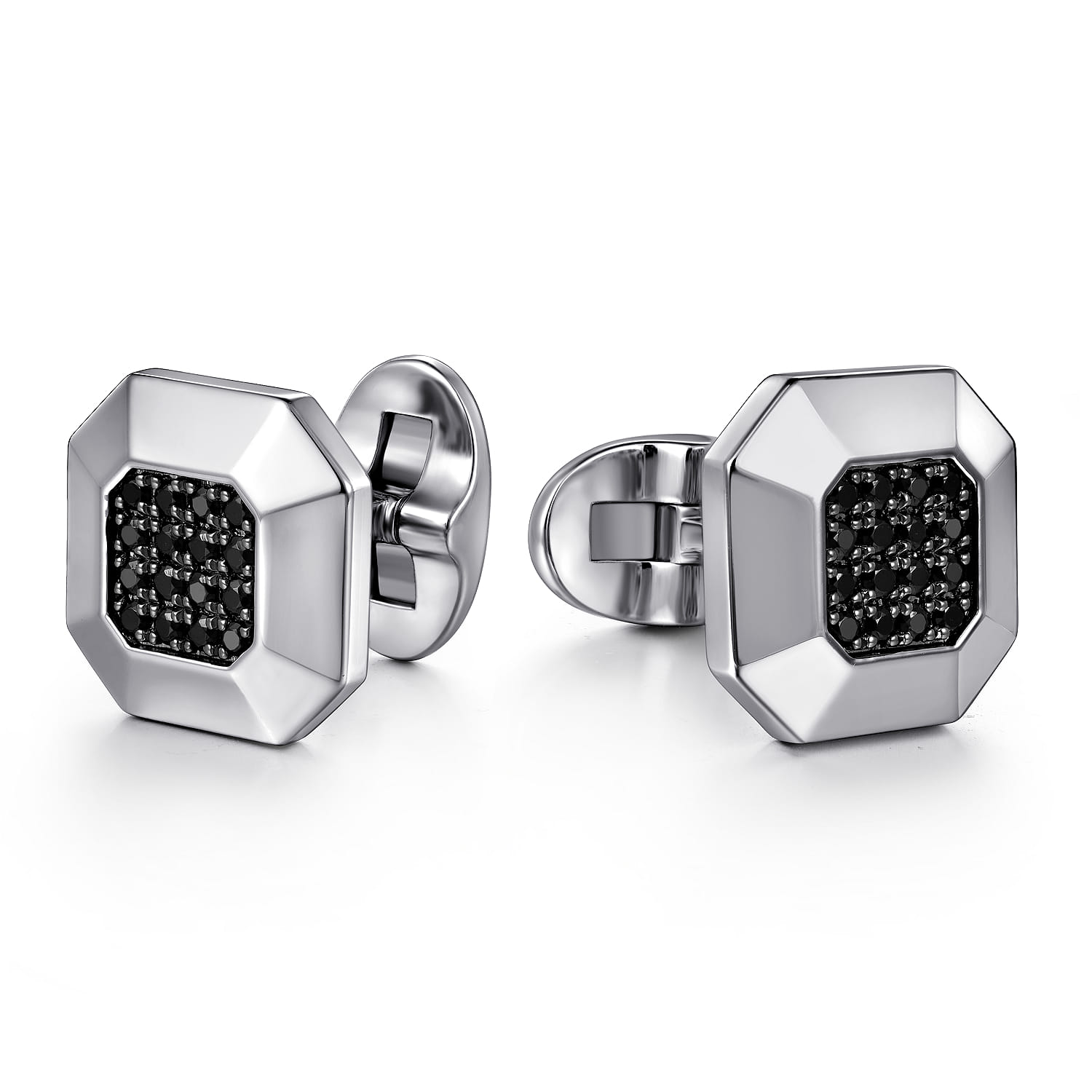 Square Cufflinks with Black Spinel Stone
