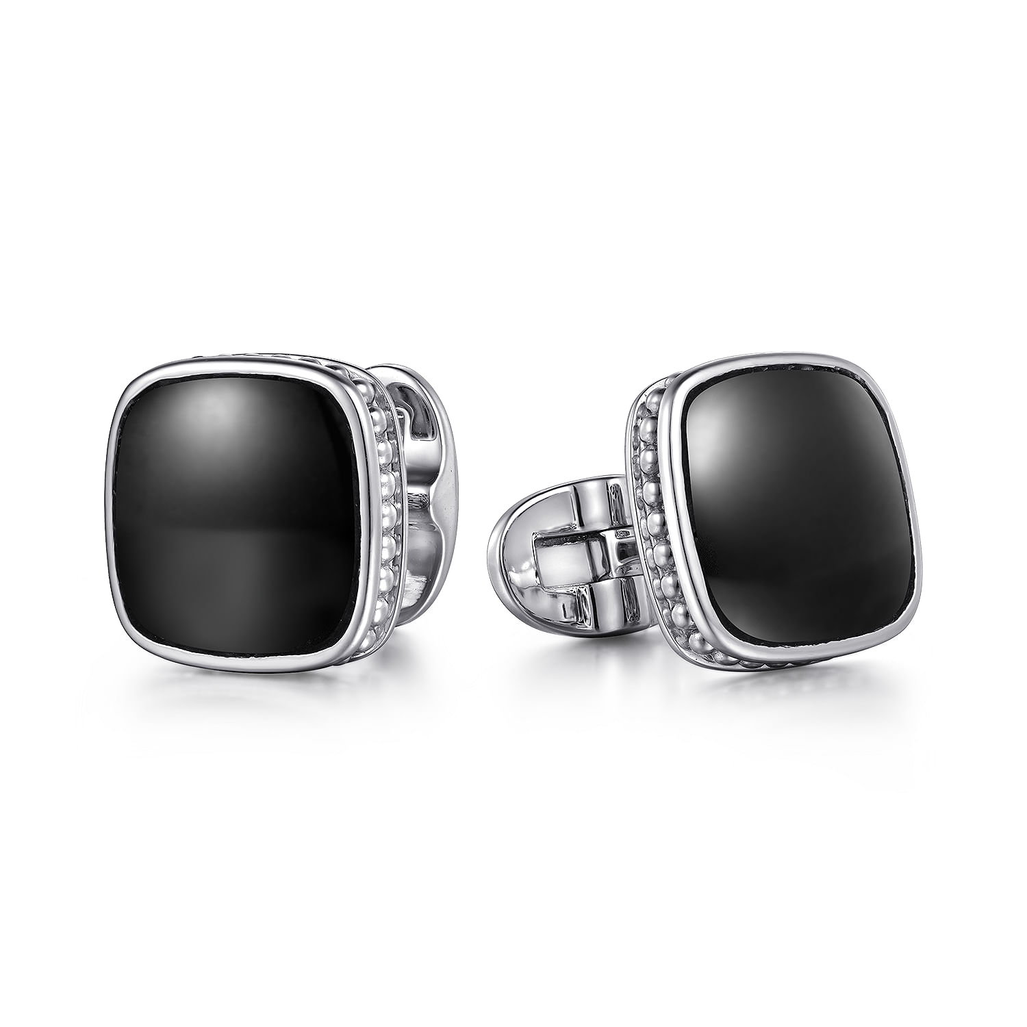 925 Sterling Silver Square Cufflinks with Onyx Stones @ $320. Shop