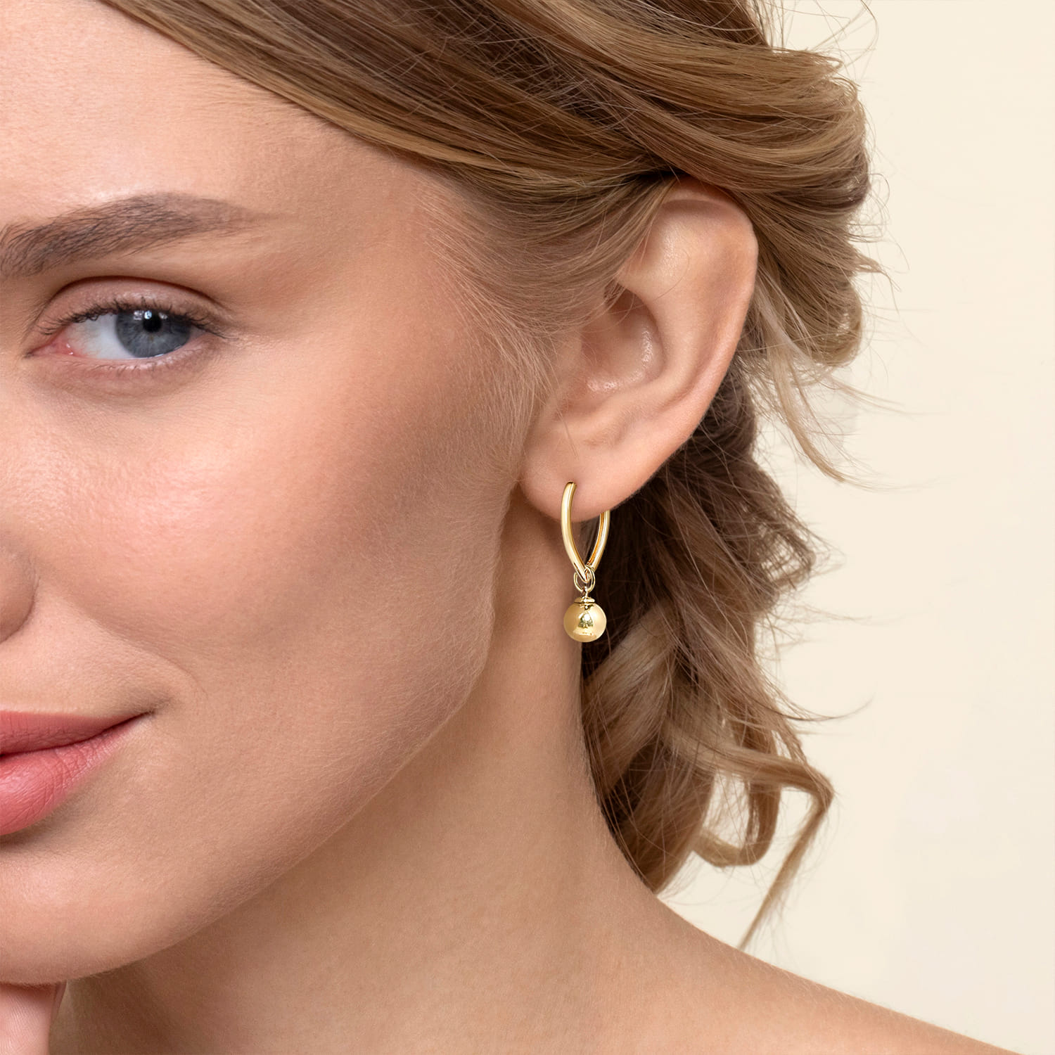 Bujukan Bead Earring Charm in 14K Yellow Gold, photograph 2