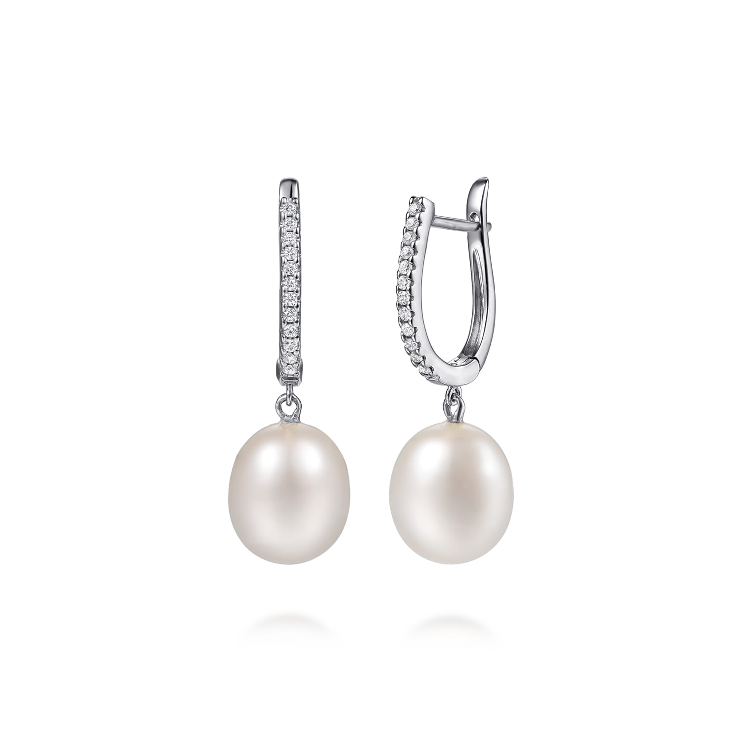 Pearl Drop Diamond Huggies