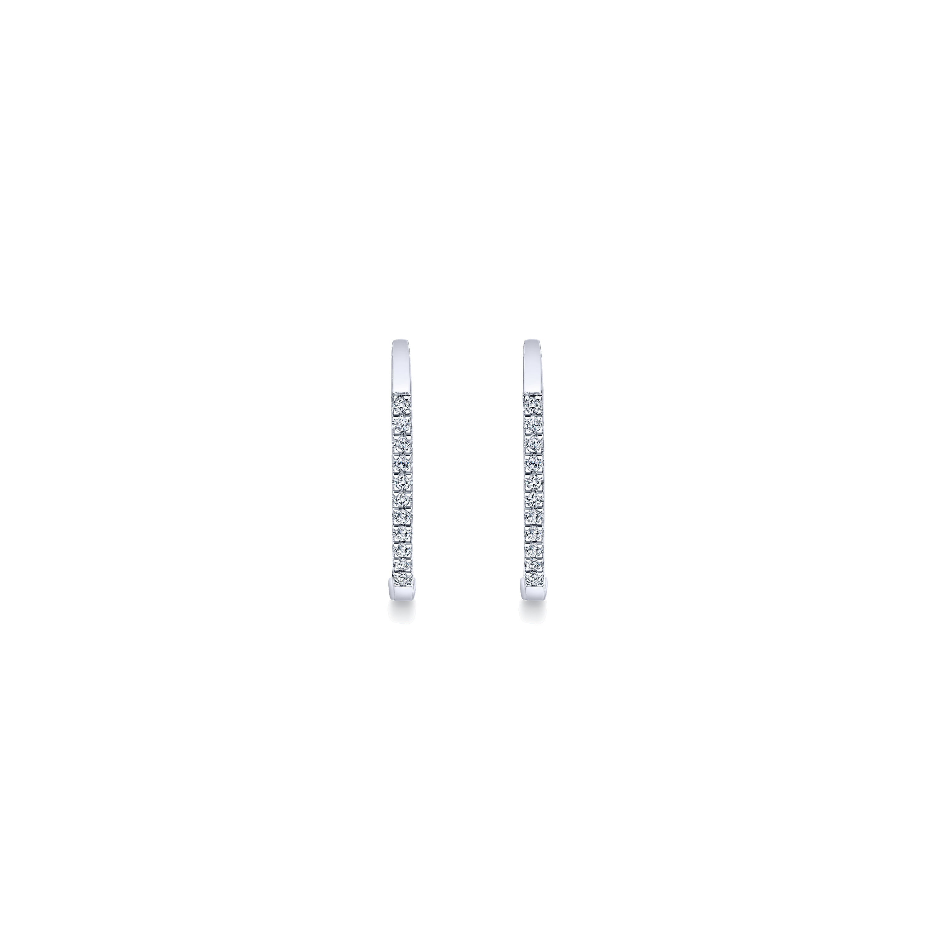 Tiger Claw Set Diamond 15mm Huggie Earrings in 14K White Gold, photograph 3