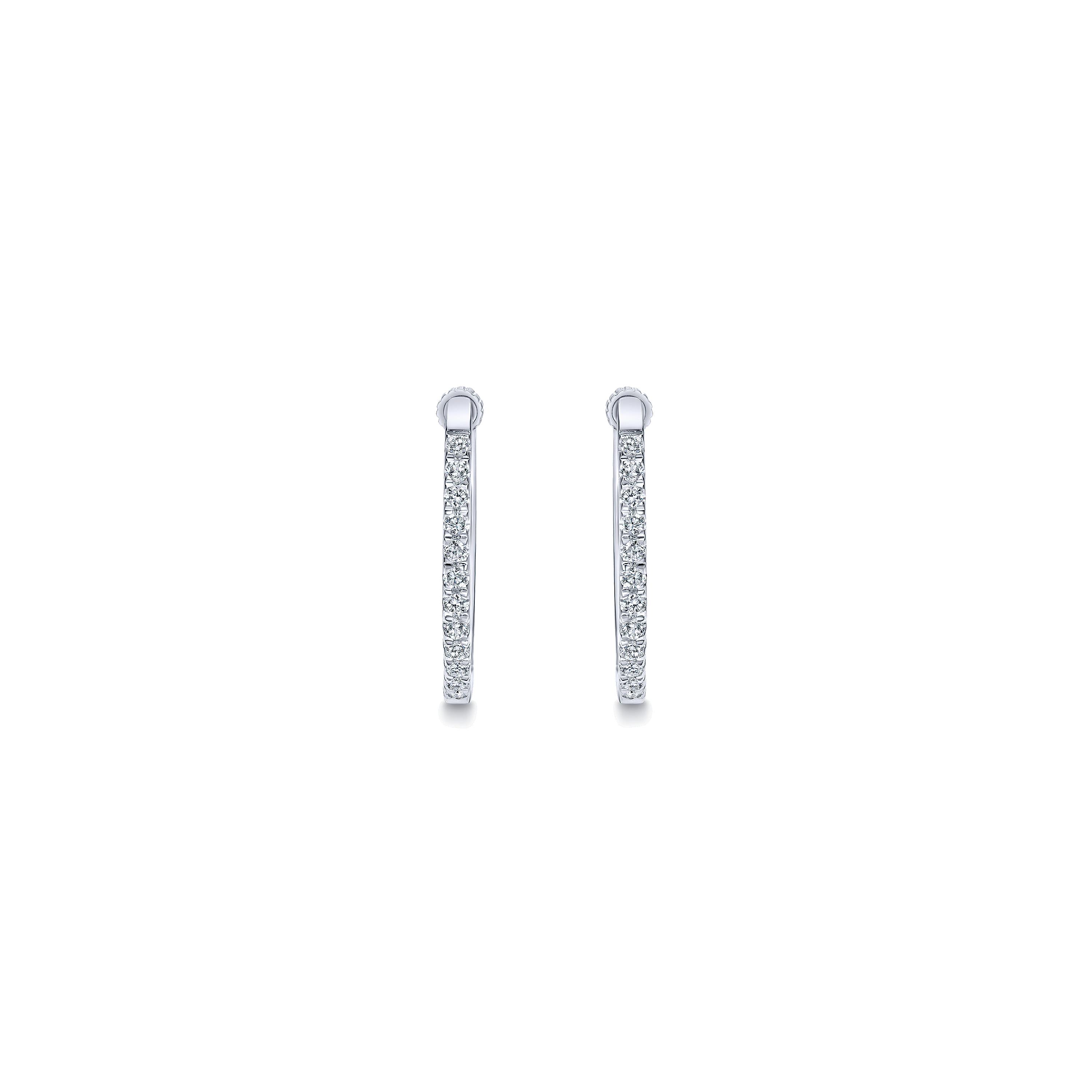 20mm Classic Diamond Hoop Earrings in 14K White Gold, photograph 3