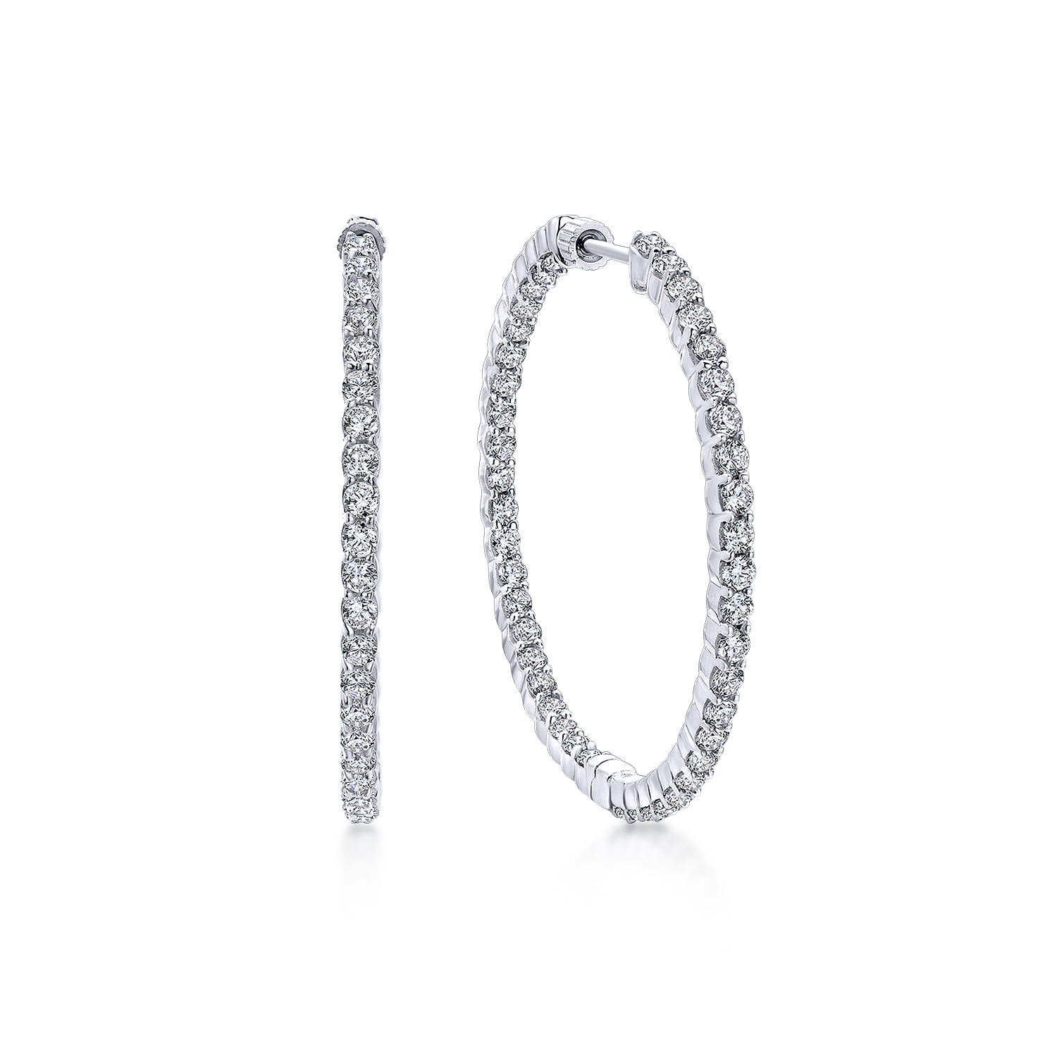Prong Set 35mm Inside Out Diamond Hoop Earrings