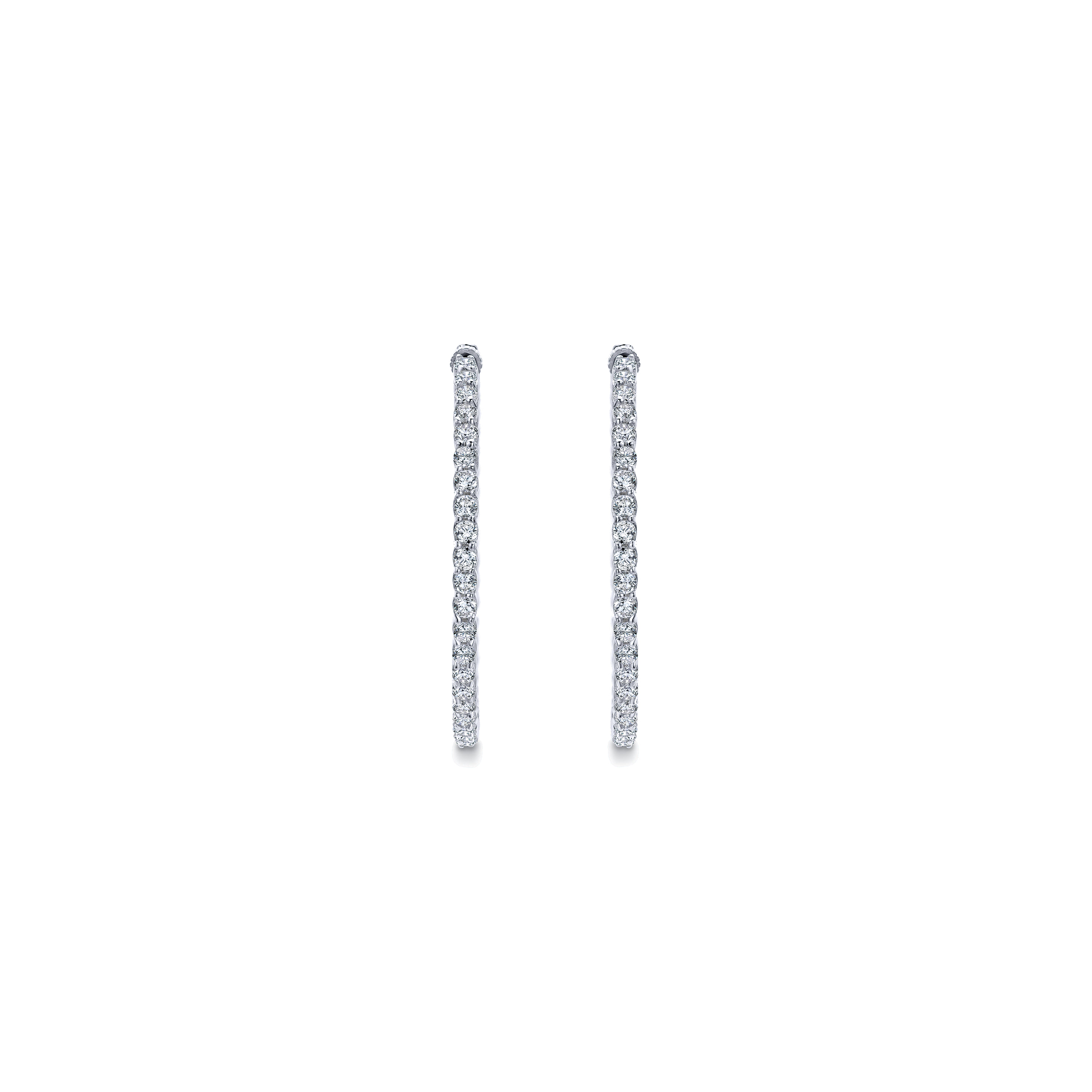 Prong Set 35mm Inside Out Diamond Hoop Earrings in 14K White Gold, photograph 3