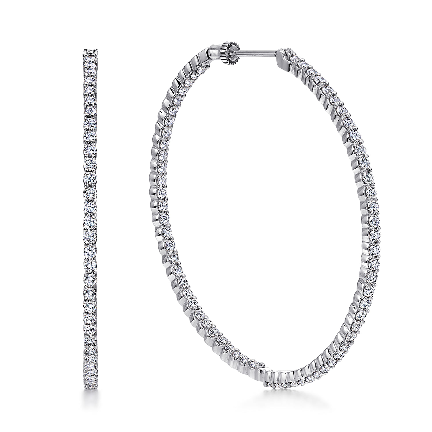 50mm Inside Out Diamond Hoop Earrings