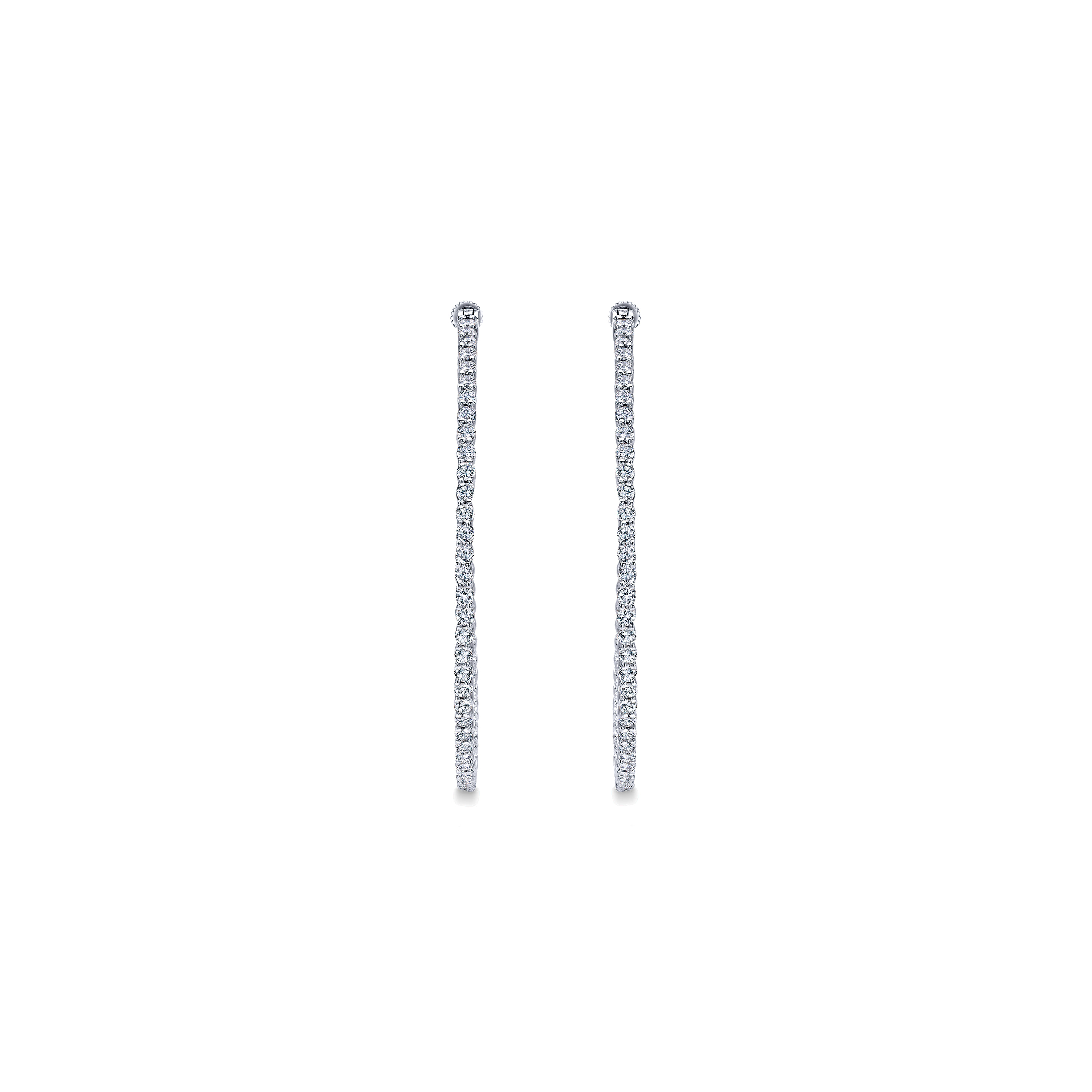 50mm Inside Out Diamond Hoop Earrings in 14K White Gold, photograph 3