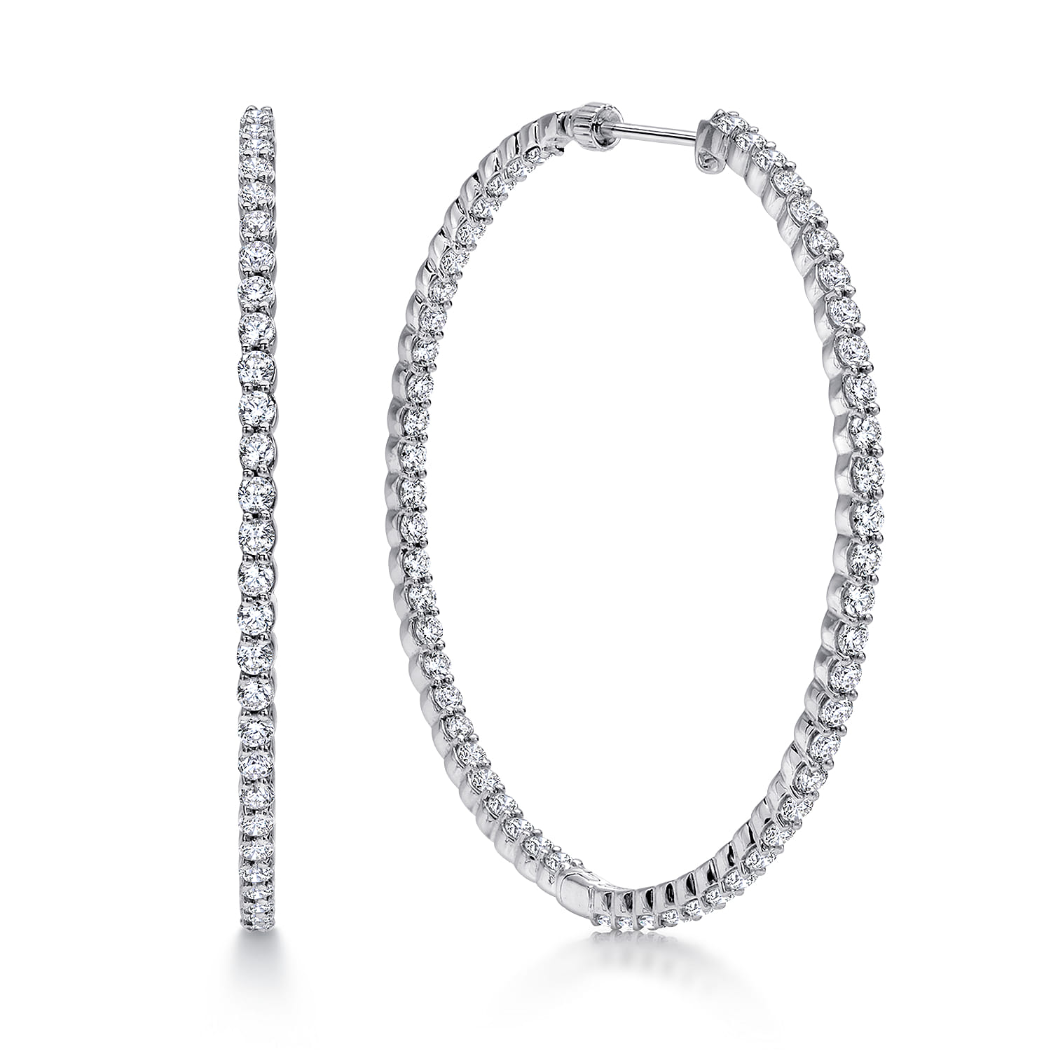 50mm Inside Out Diamond Hoop Earrings