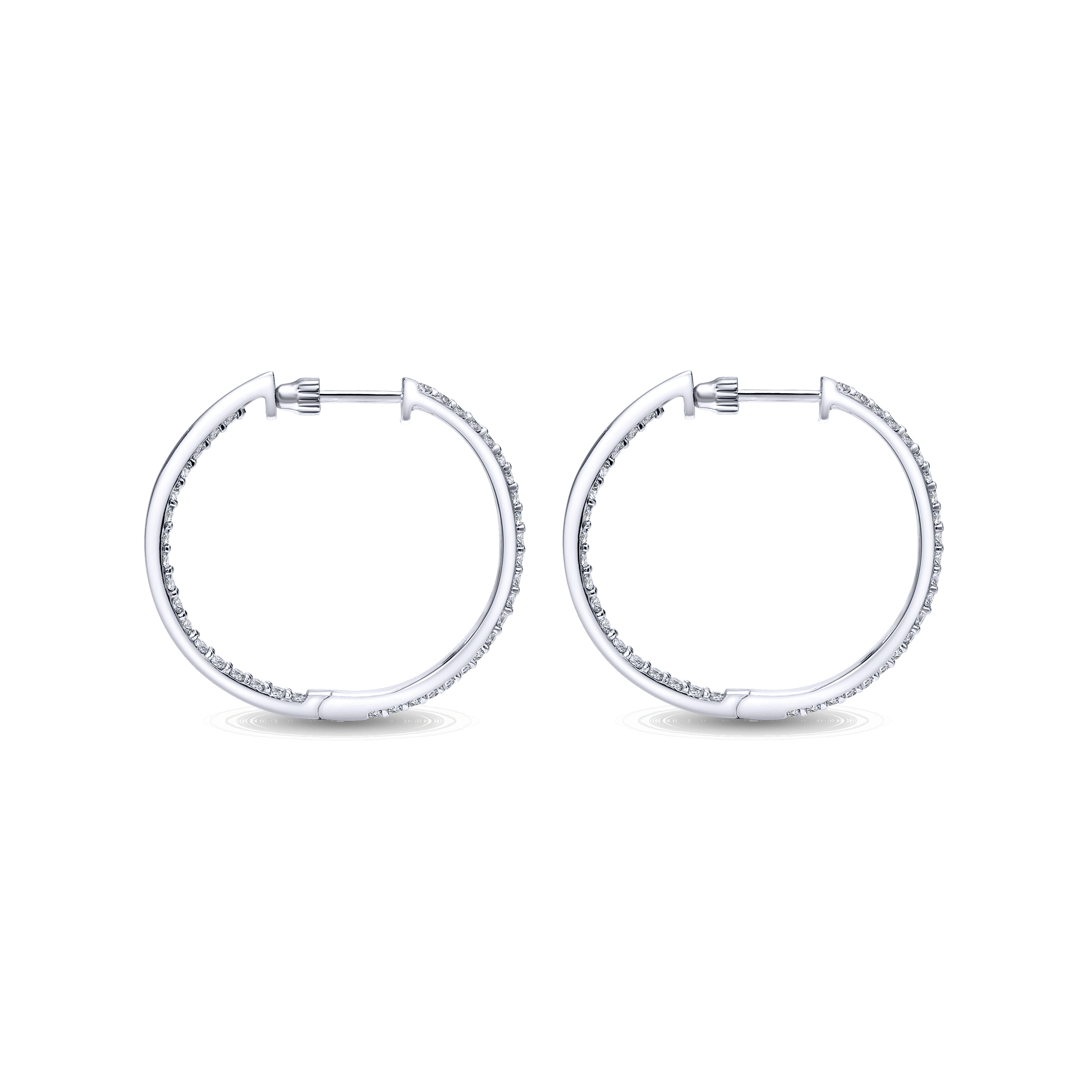 25mm Inside Out Diamond Hoop Earrings in 14K White Gold, photograph 2