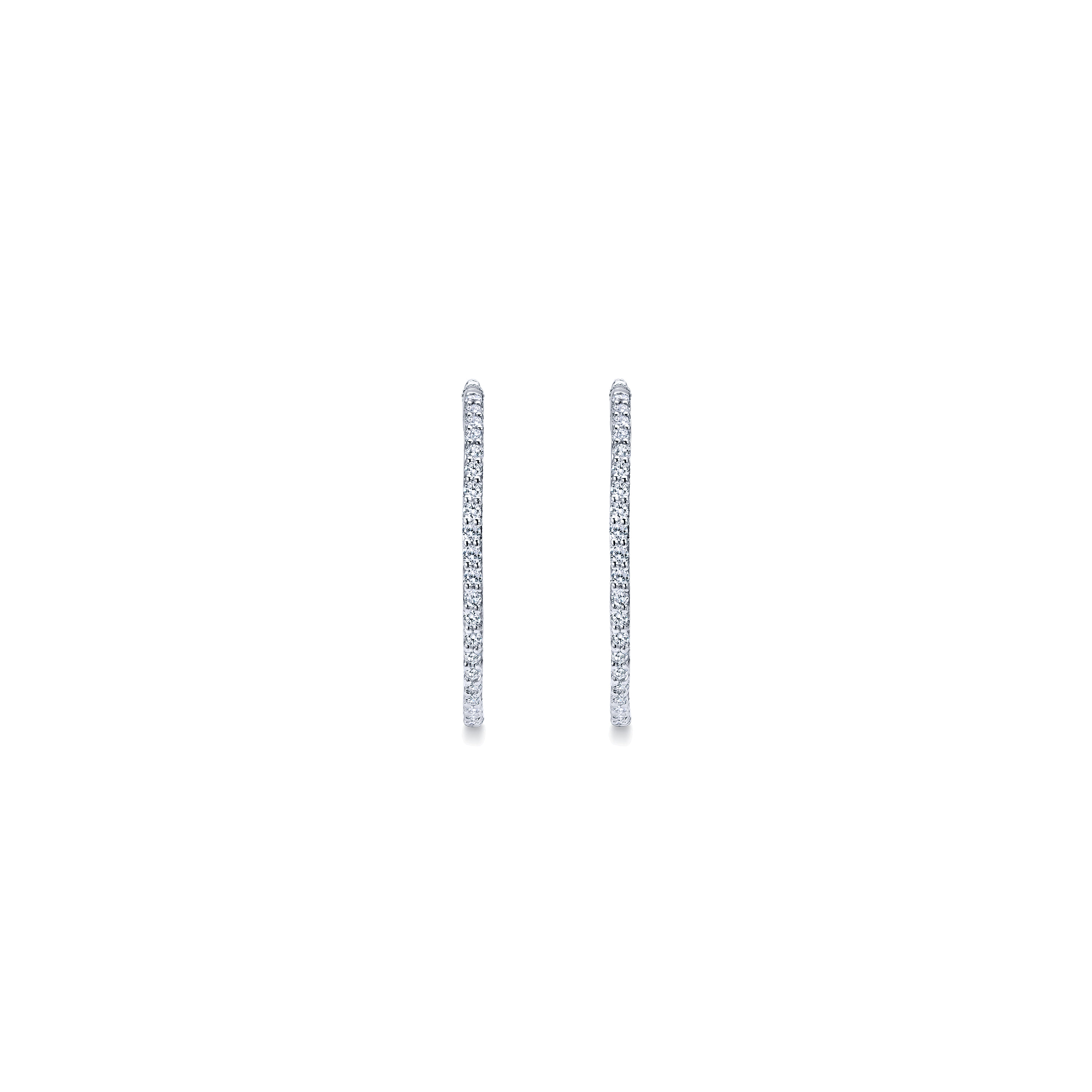 25mm Inside Out Diamond Hoop Earrings in 14K White Gold, photograph 3