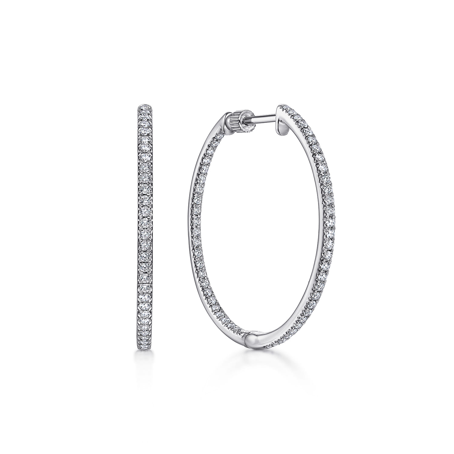 30mm Inside Out Diamond Hoop Earrings