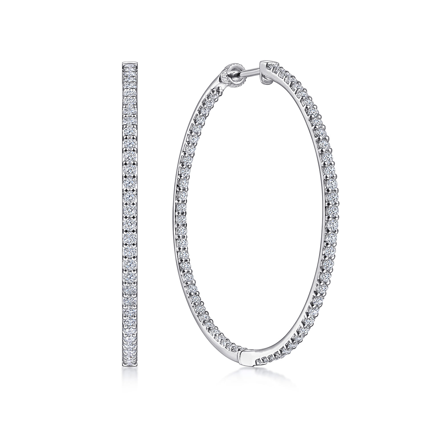 40mm Inside Out Diamond Hoop Earrings