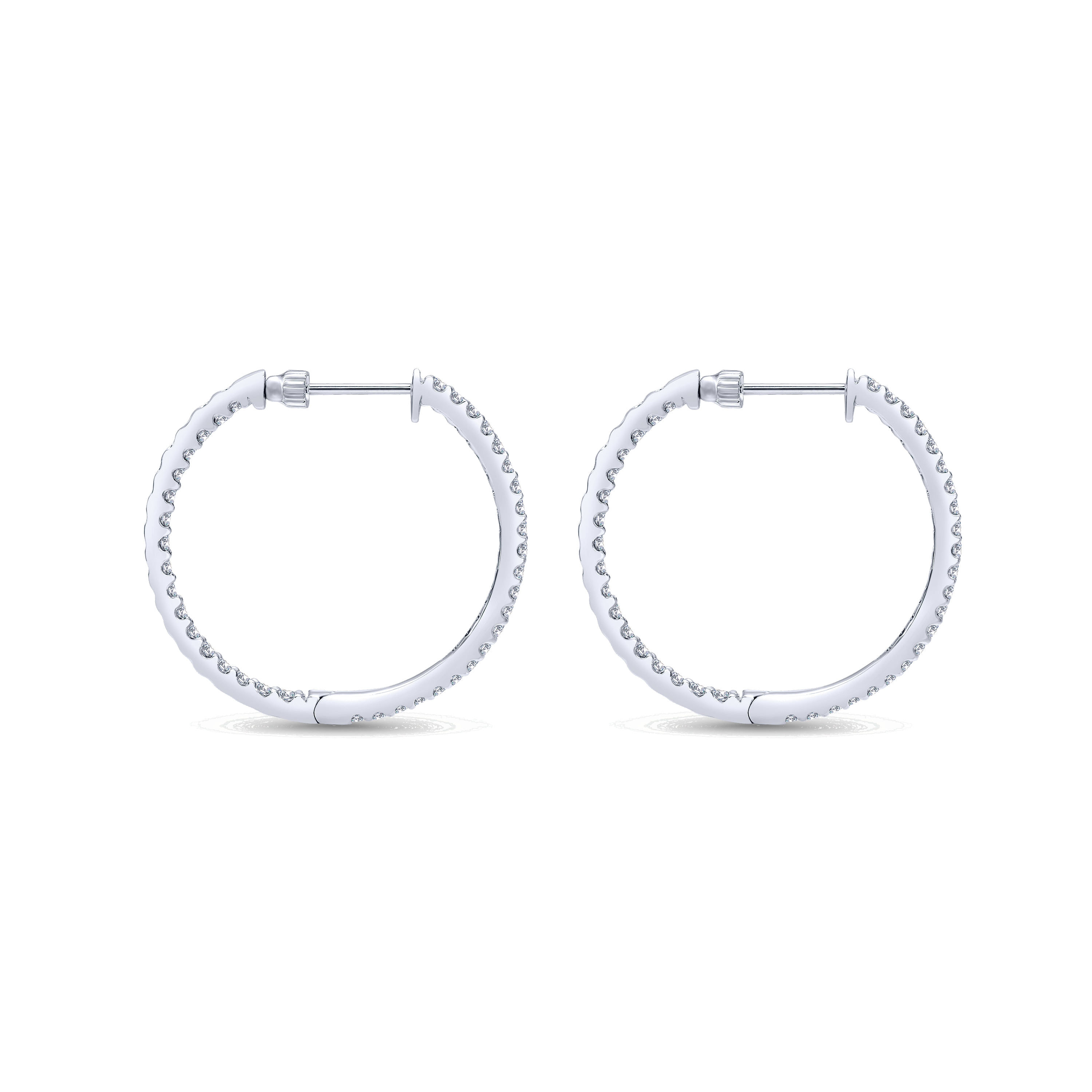 30mm Inside Out Diamond Hoop Earrings in 14K White Gold, photograph 2