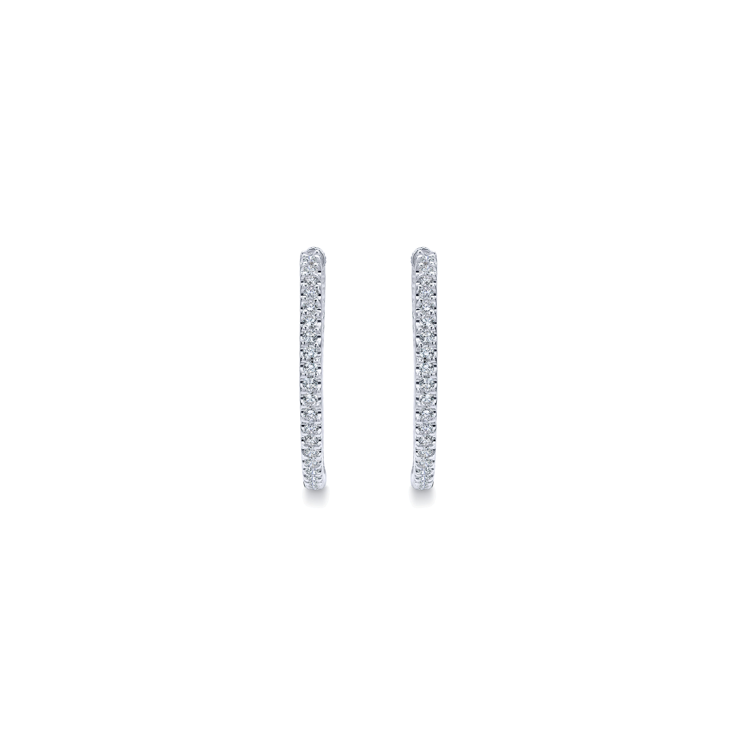 30mm Inside Out Diamond Hoop Earrings in 14K White Gold, photograph 3