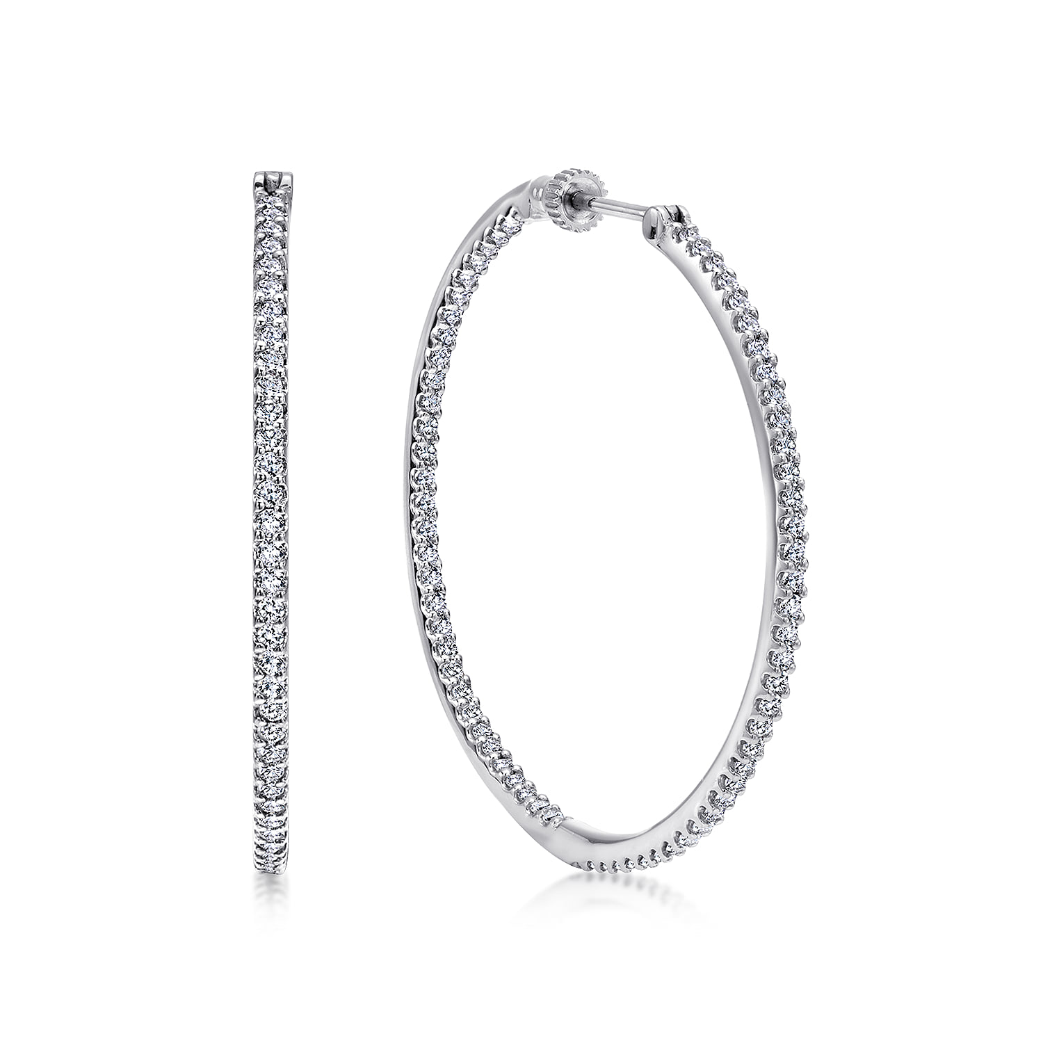 40mm Inside Out Diamond Hoop Earrings