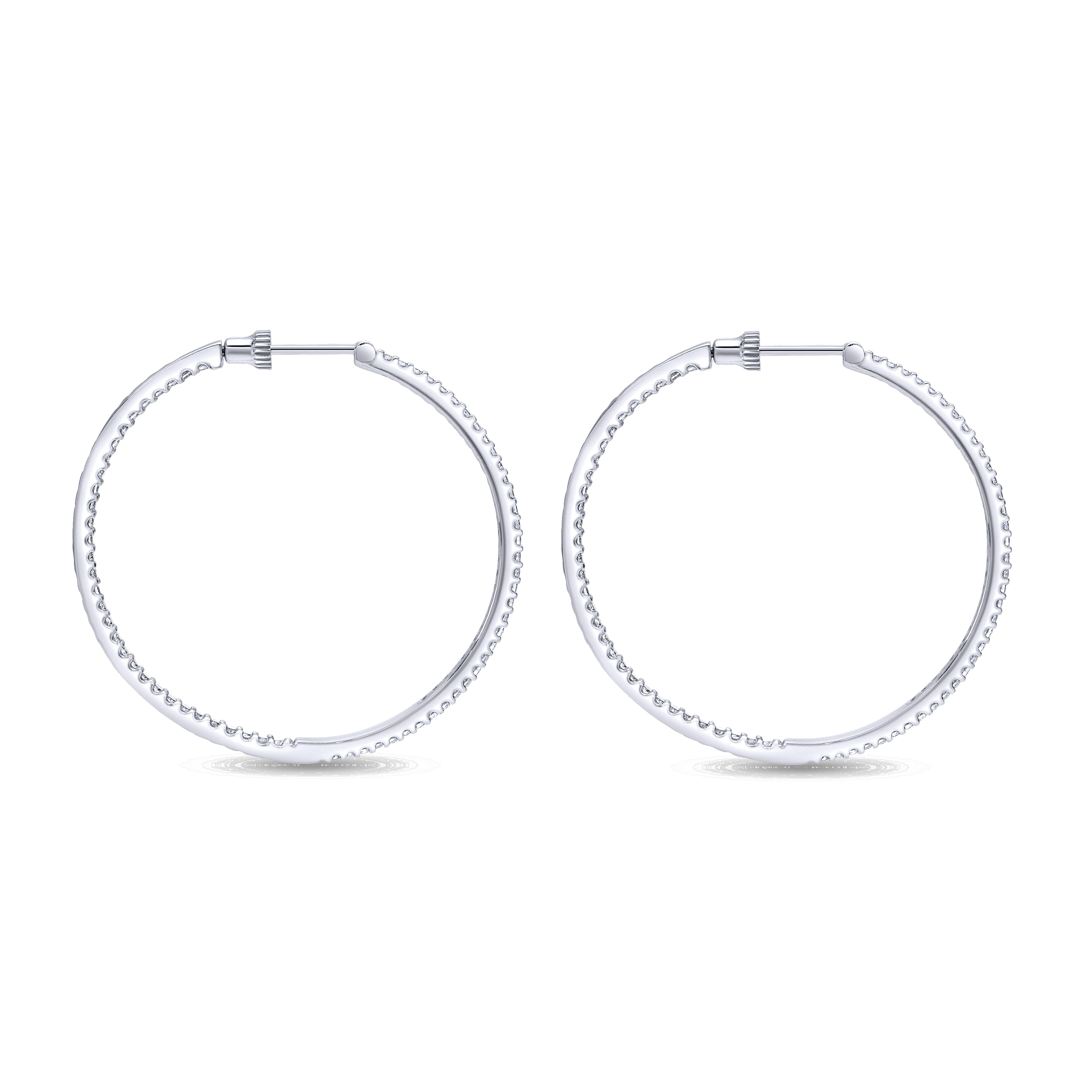 40mm Inside Out Diamond Hoop Earrings in 14K White Gold, photograph 2