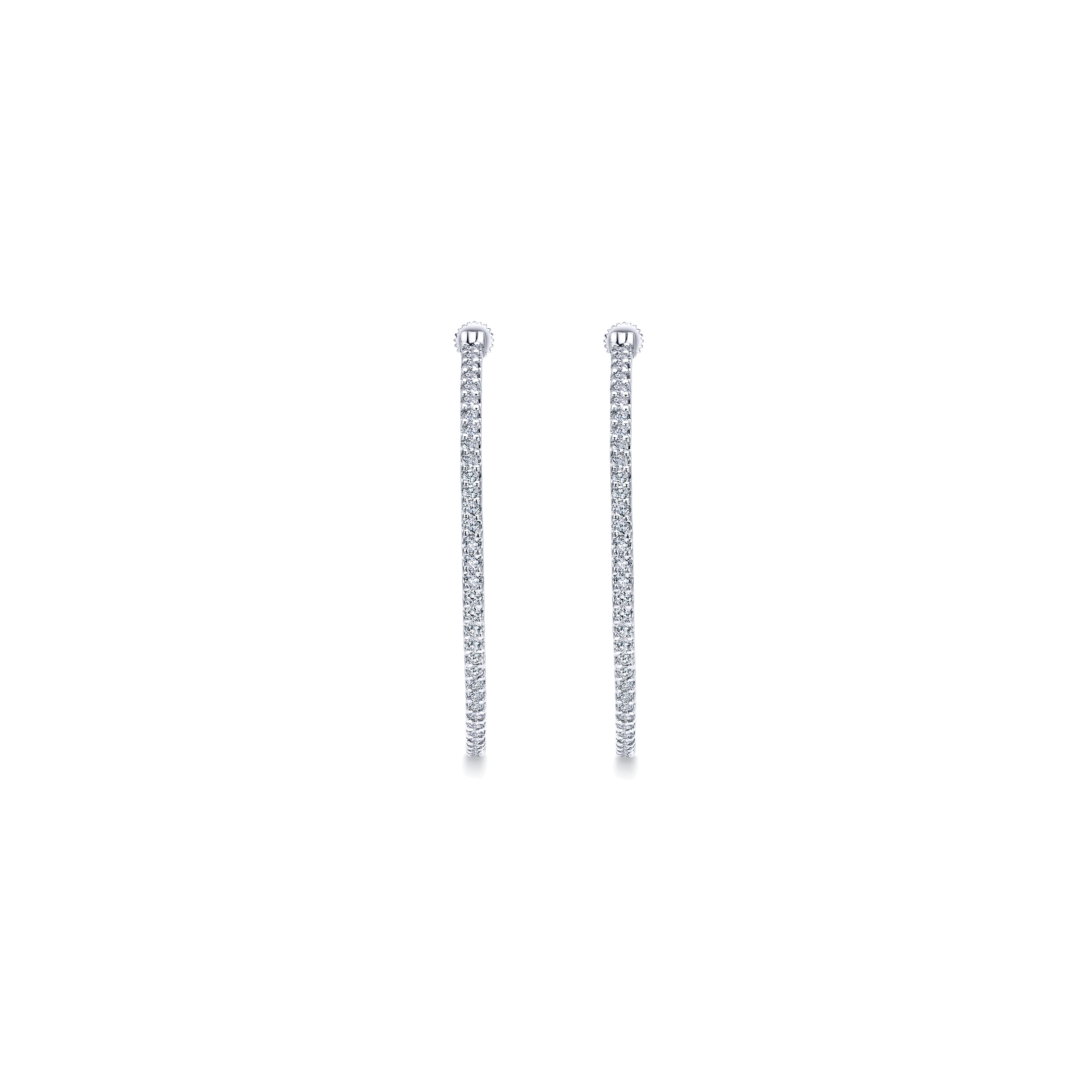 40mm Inside Out Diamond Hoop Earrings in 14K White Gold, photograph 3