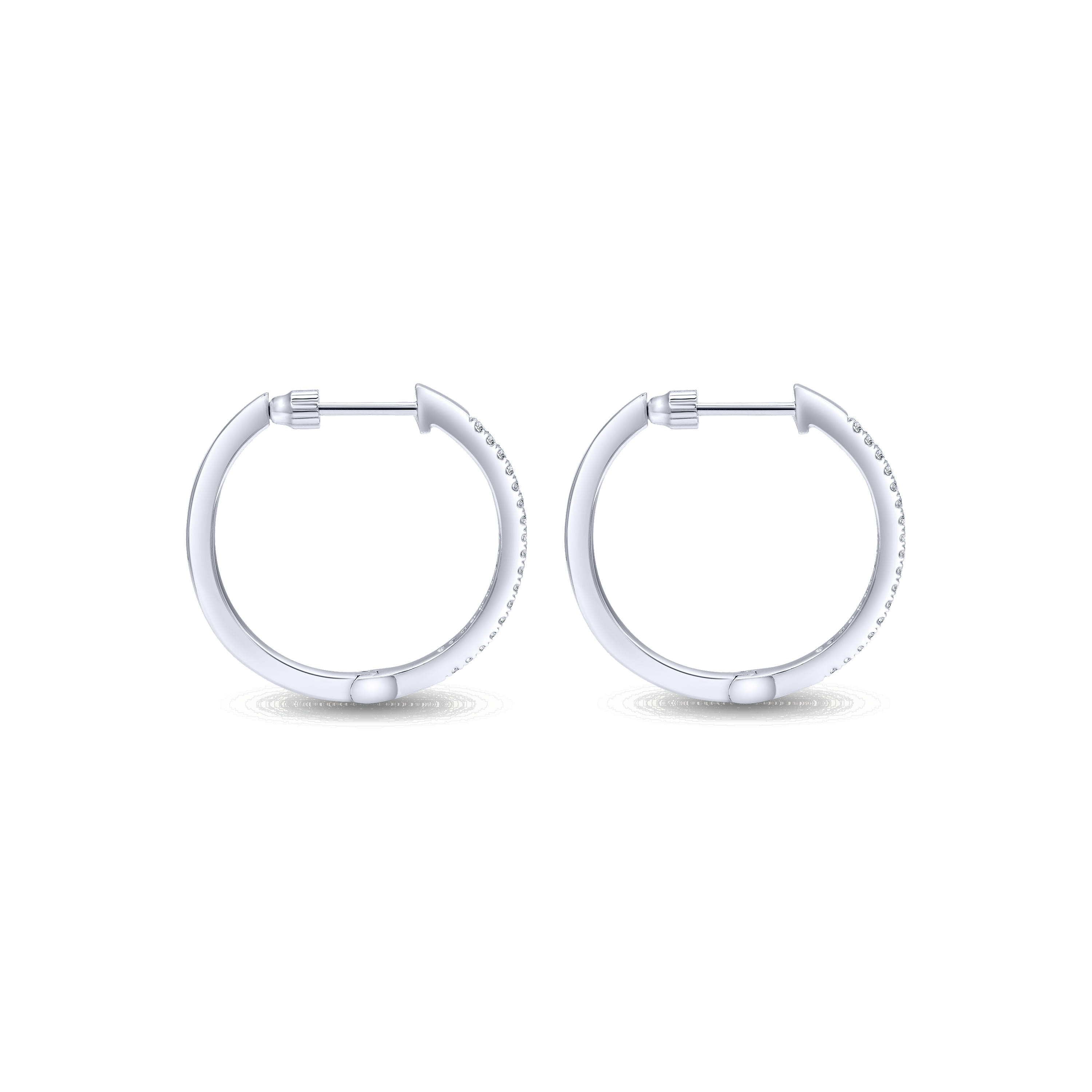 20mm Classic Diamond Hoop Earrings in 14K White Gold, photograph 2