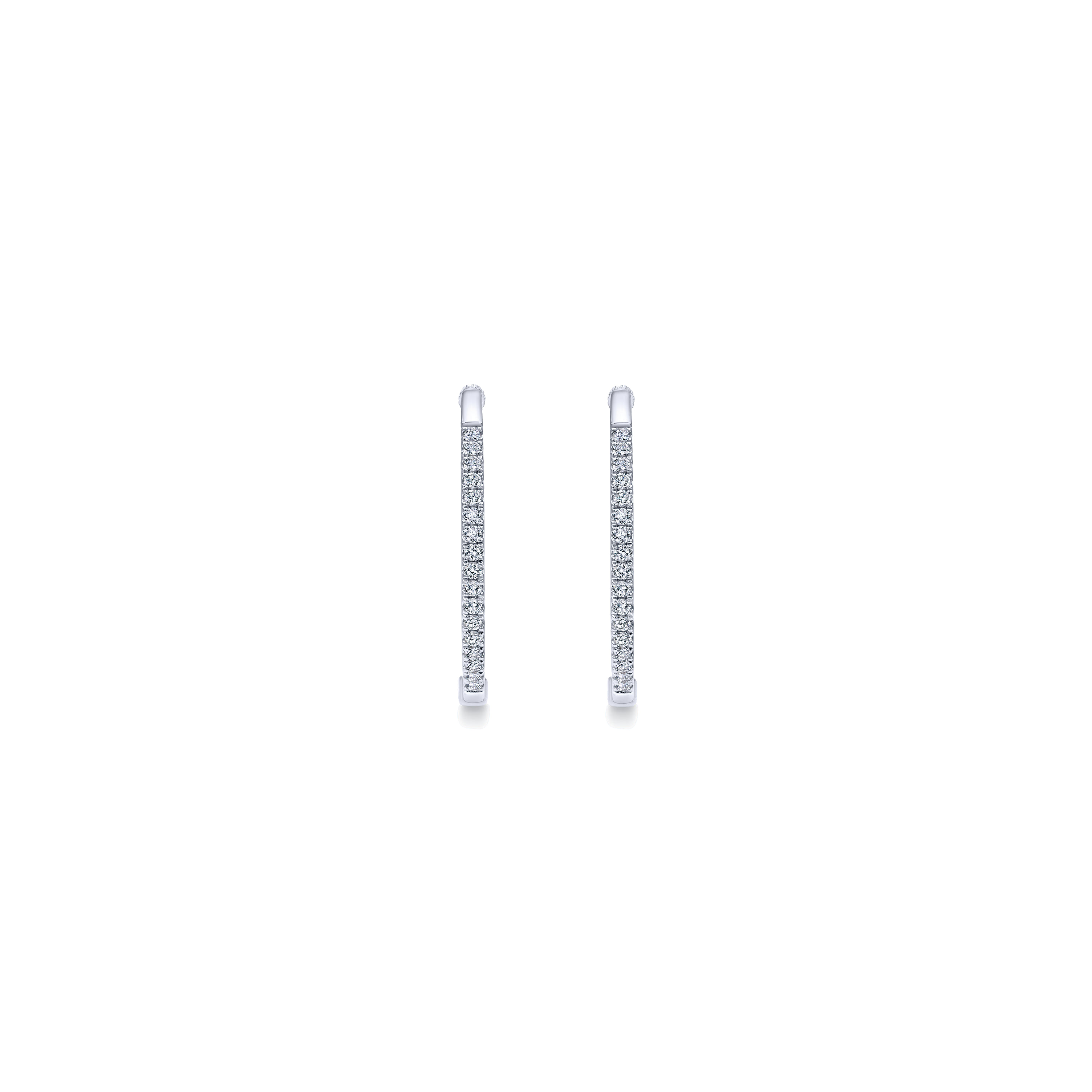 20mm Classic Diamond Hoop Earrings in 14K White Gold, photograph 3