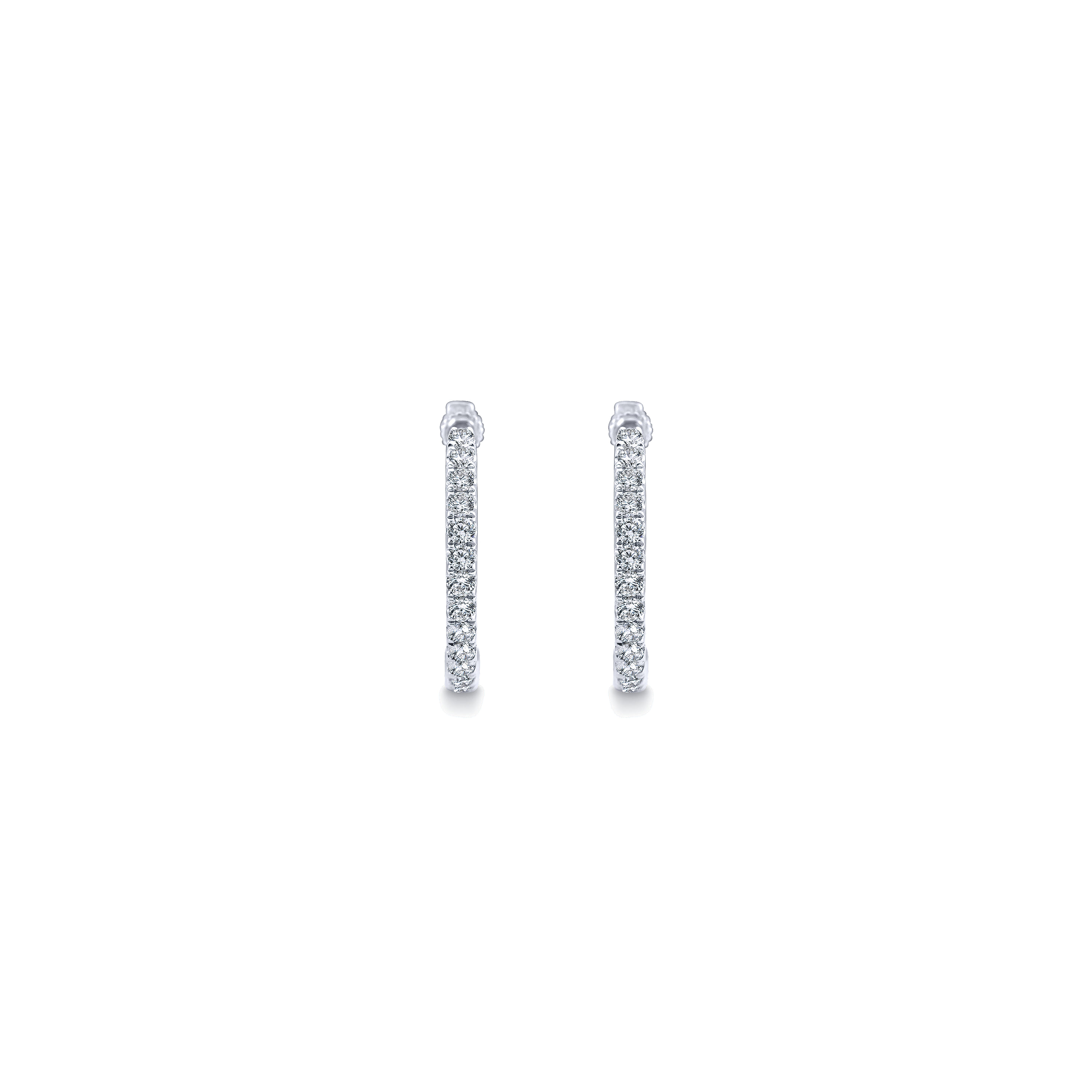 Tiger Claw Set Diamond 15mm Huggie Earrings in 14K White Gold, photograph 3