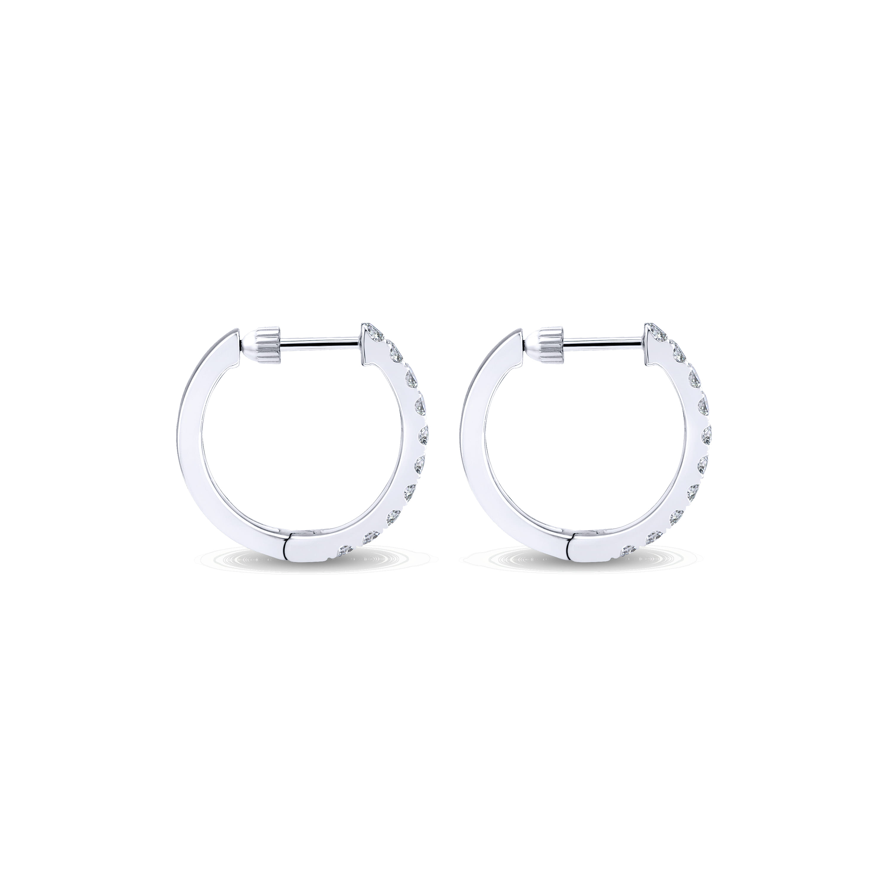 Tiger Claw Set Diamond 15mm Huggie Earrings in 14K White Gold, photograph 2