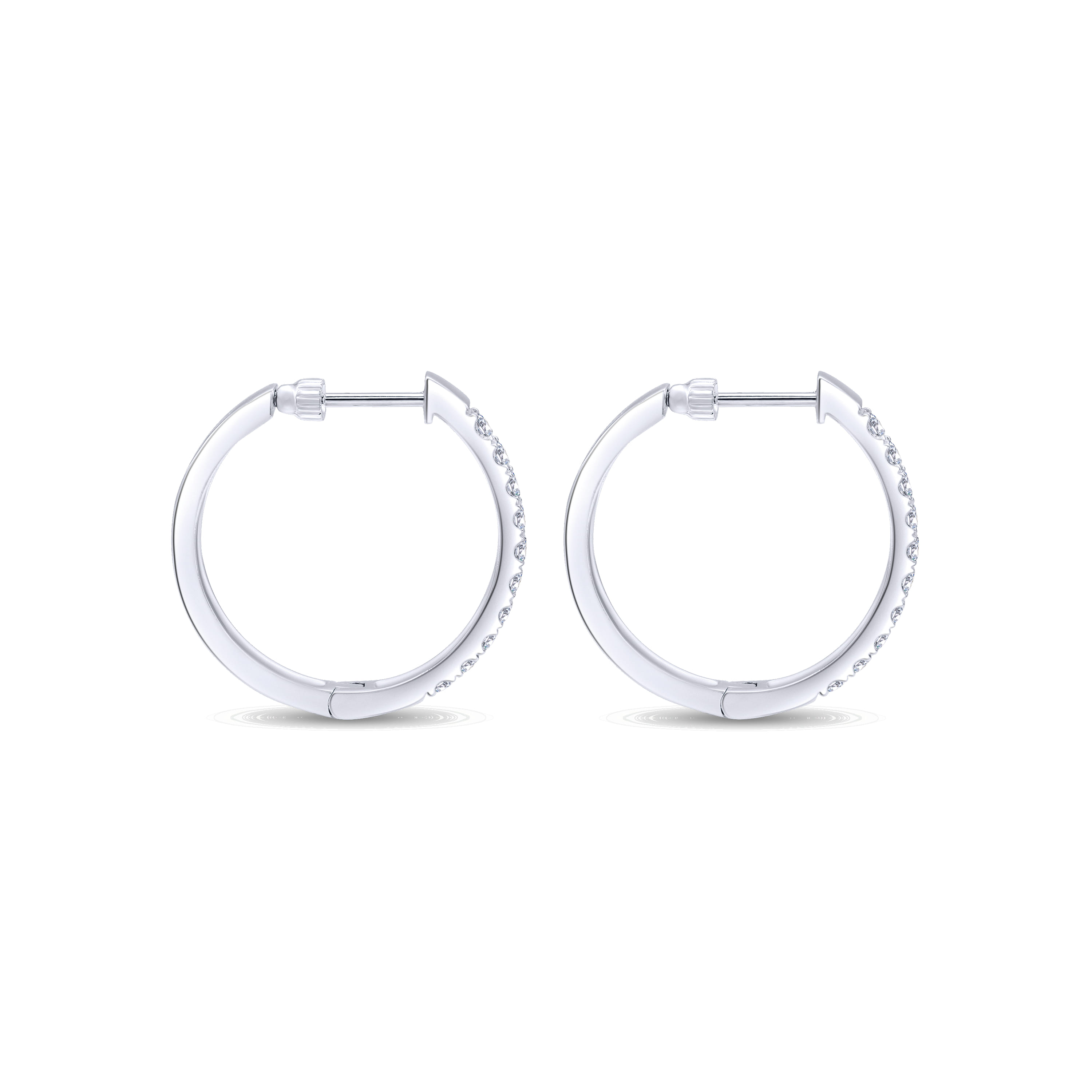 25mm Diamond Classic Hoop Earrings in 14K White Gold, photograph 2