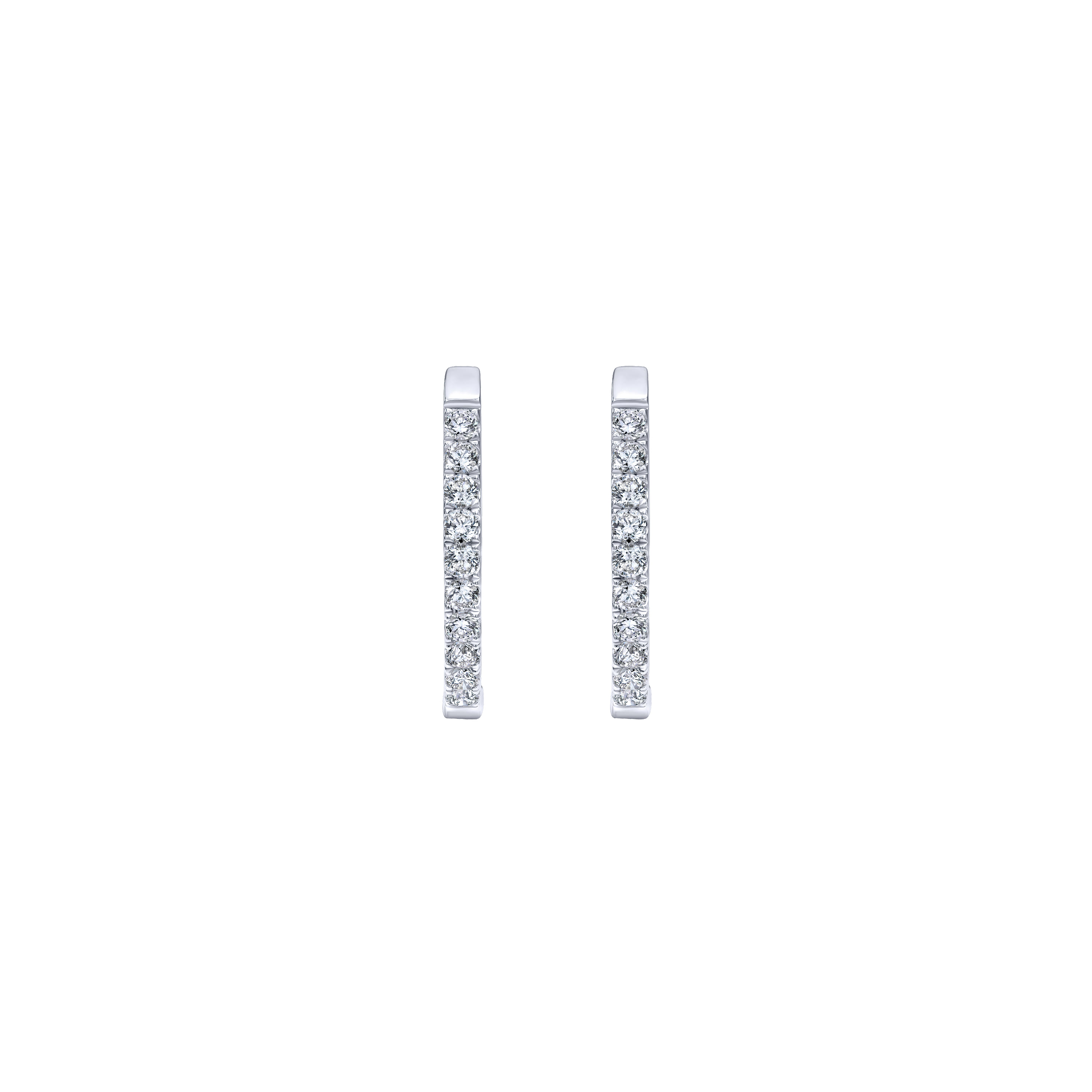 25mm Diamond Classic Hoop Earrings in 14K White Gold, photograph 3