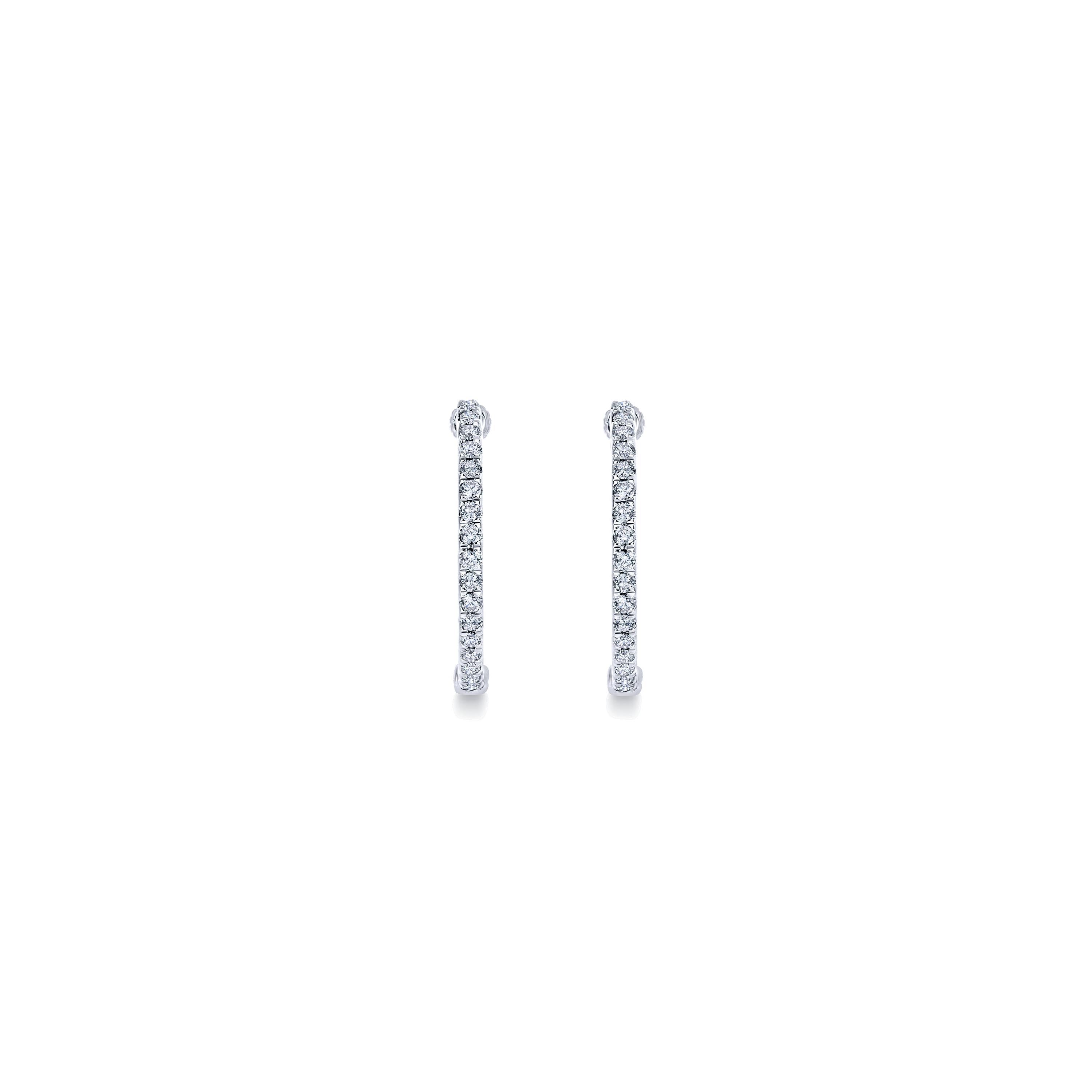 20mm Inside Out Diamond Hoop Earrings in 14K White Gold, photograph 3