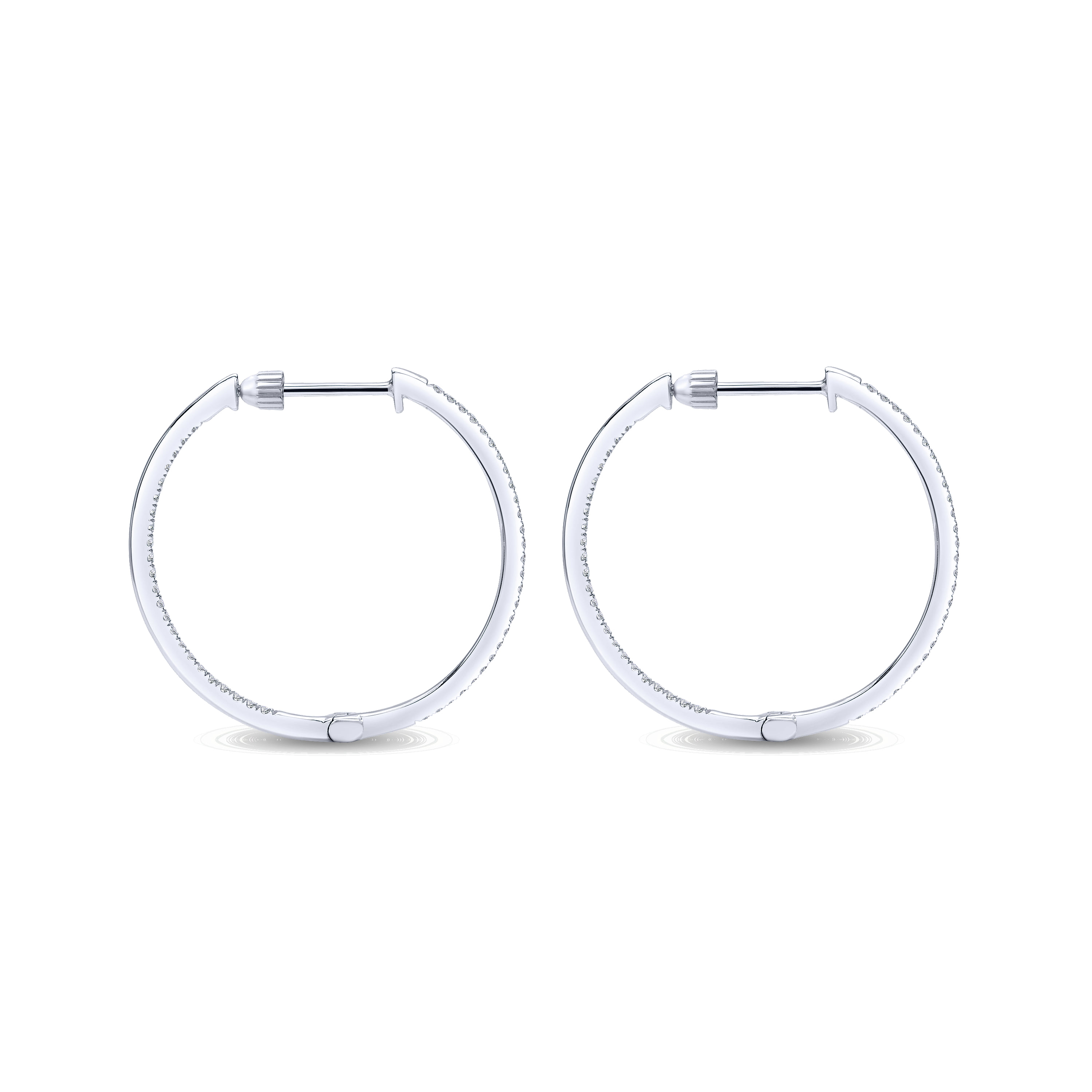 30mm Inside Out Diamond Hoop Earrings in 14K White Gold, photograph 2