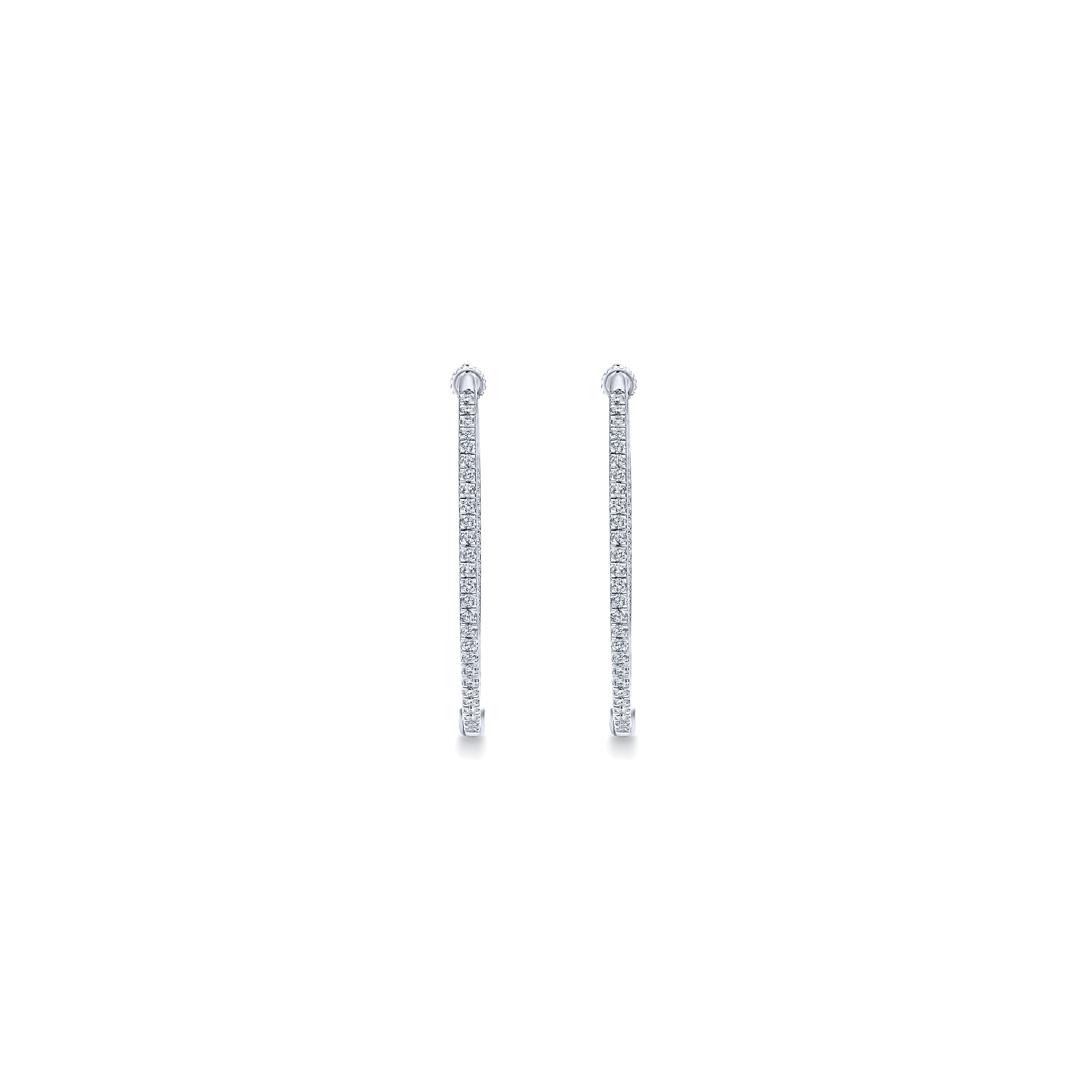 30mm Inside Out Diamond Hoop Earrings in 14K White Gold, photograph 3