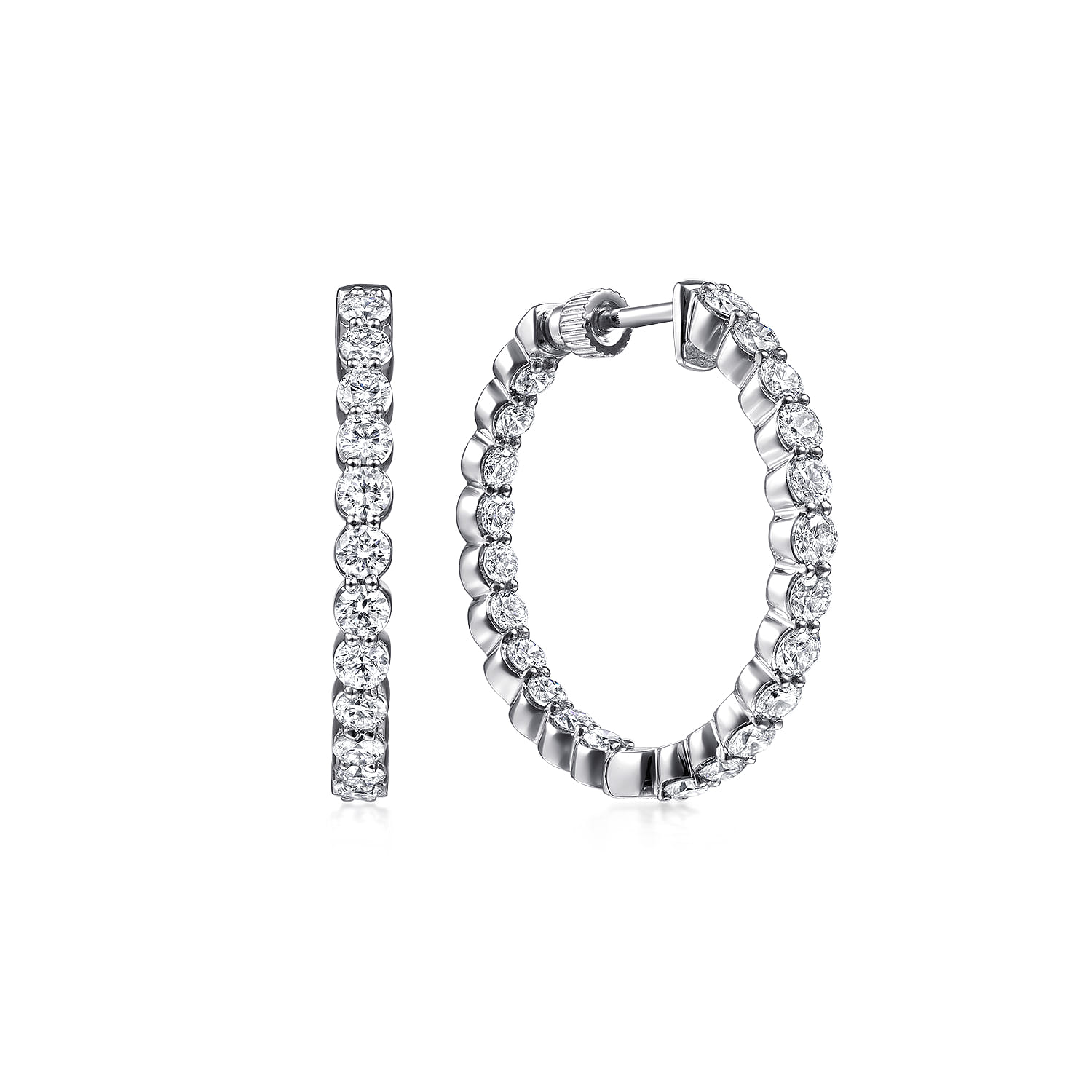 Prong Set 20mm Inside Out Diamond Hoop Earrings