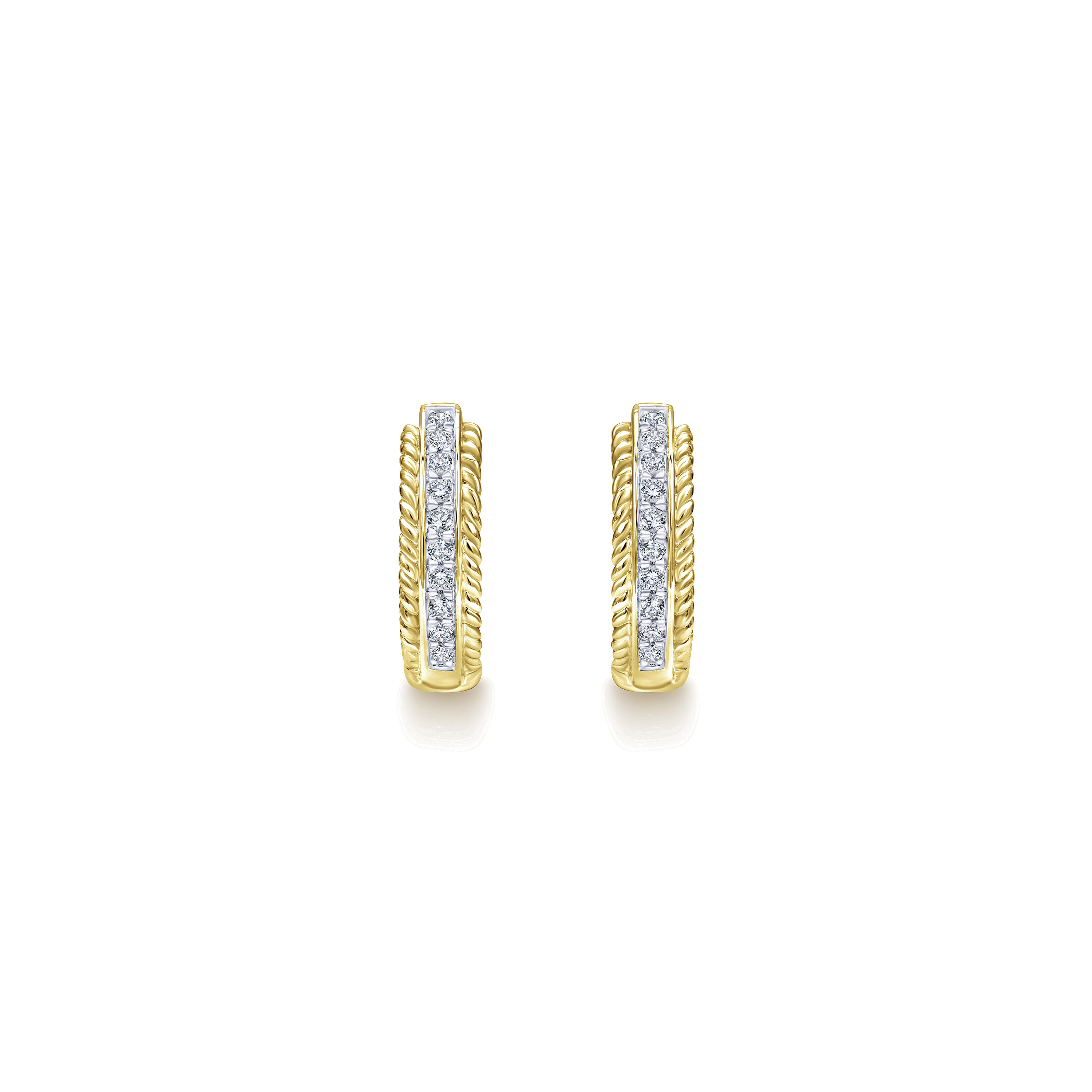 15mm Diamond Hoop Earrings in 14K Yellow Gold, photograph 3