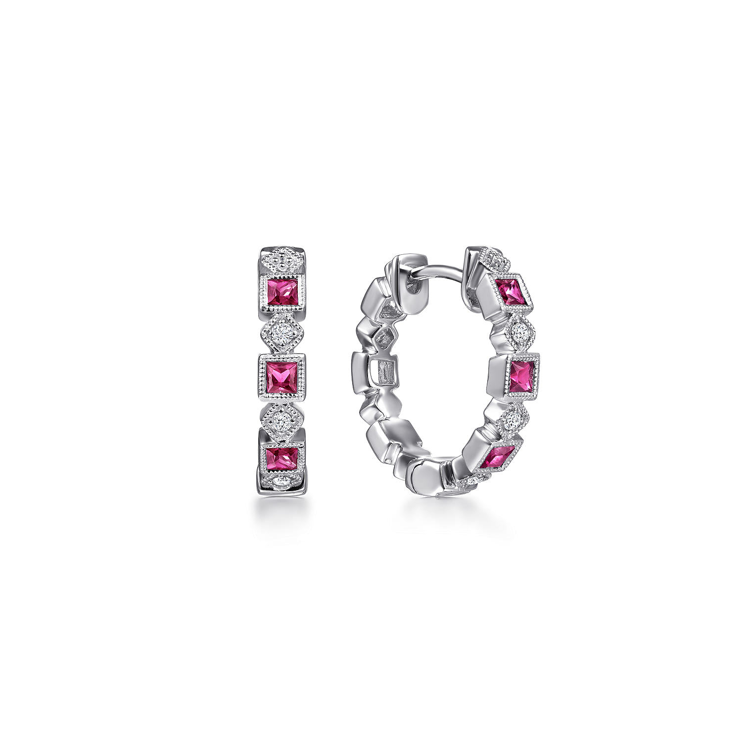 15mm Ruby and Diamond Huggies