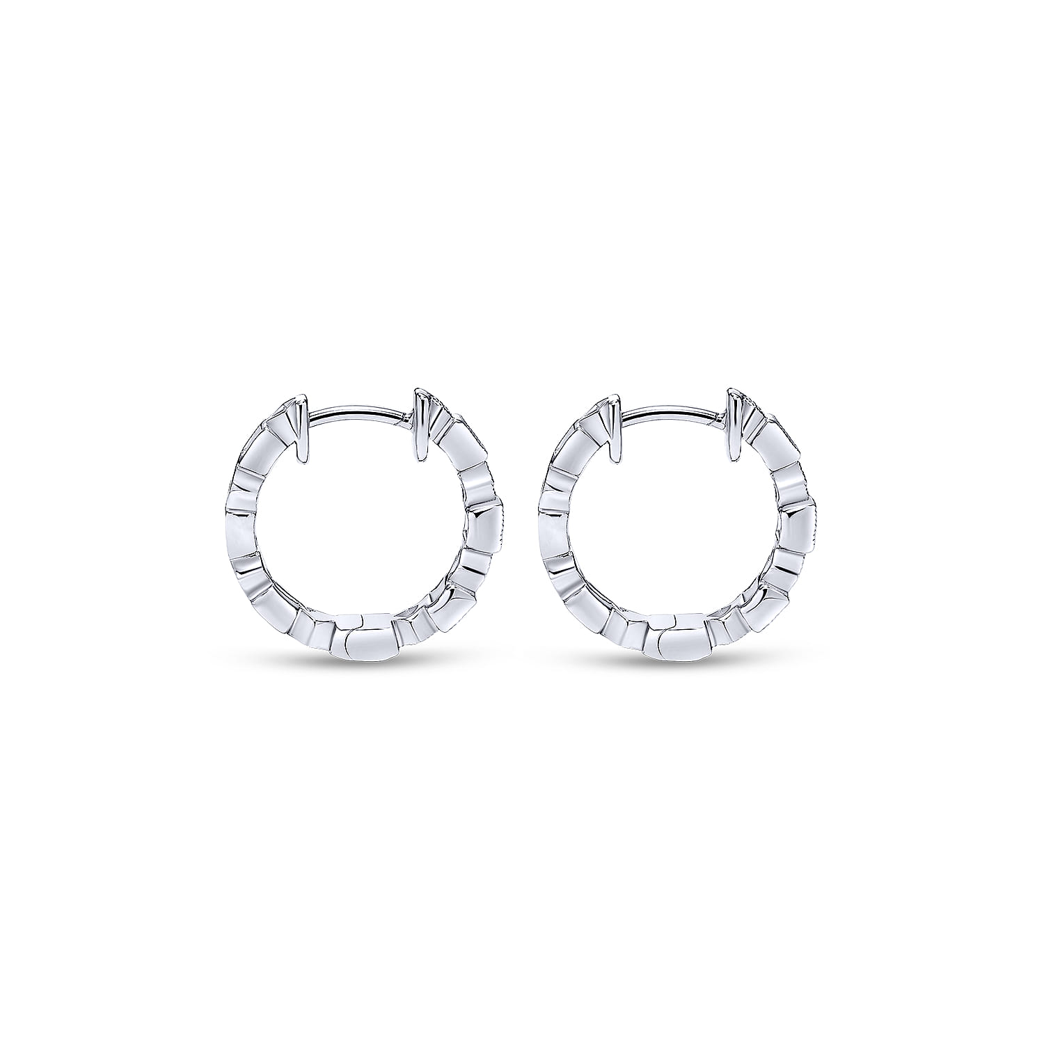 15mm Ruby and Diamond Huggies in 14K White Gold, photograph 2