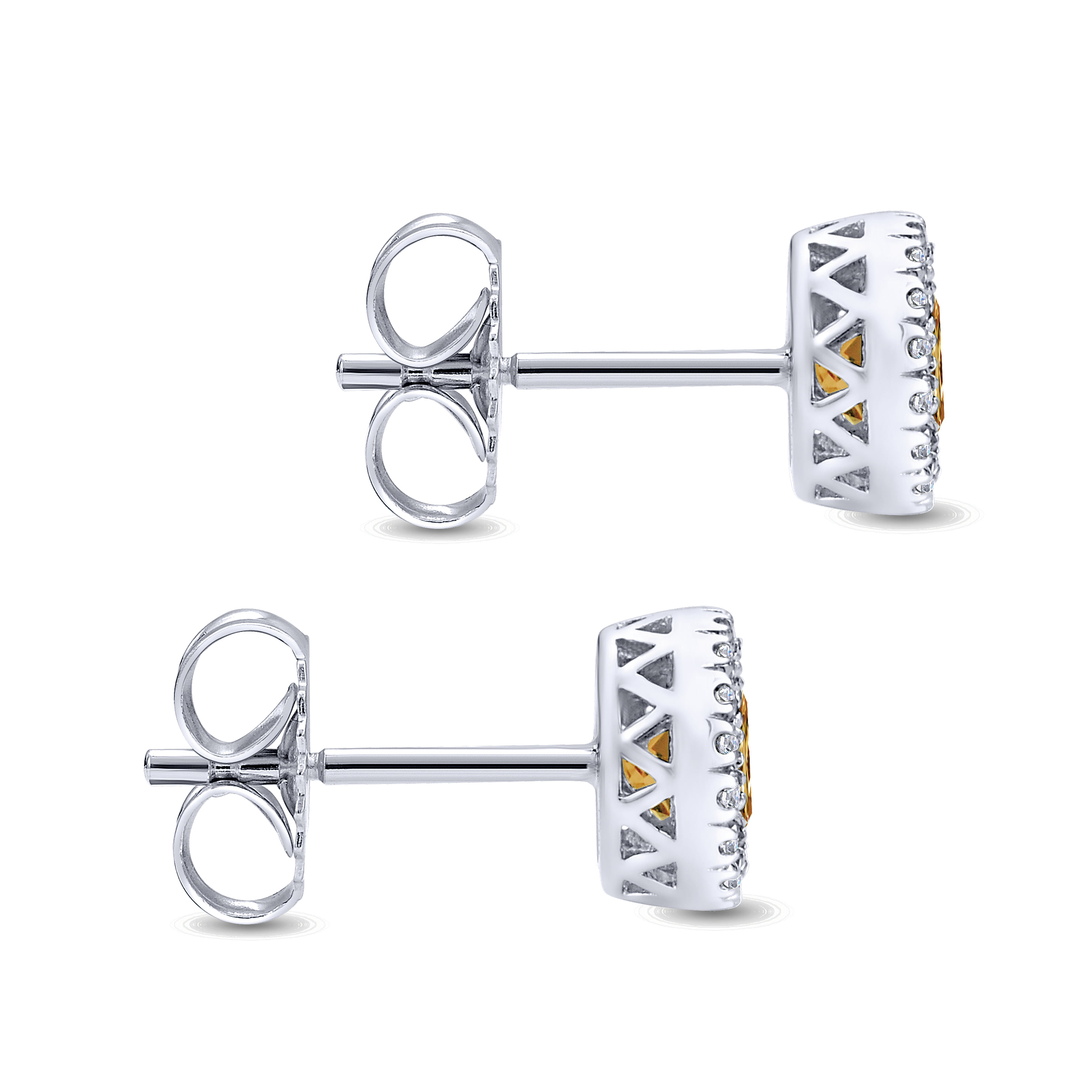 Diamond and Citrine Earrings in 14K White Gold, photograph 3