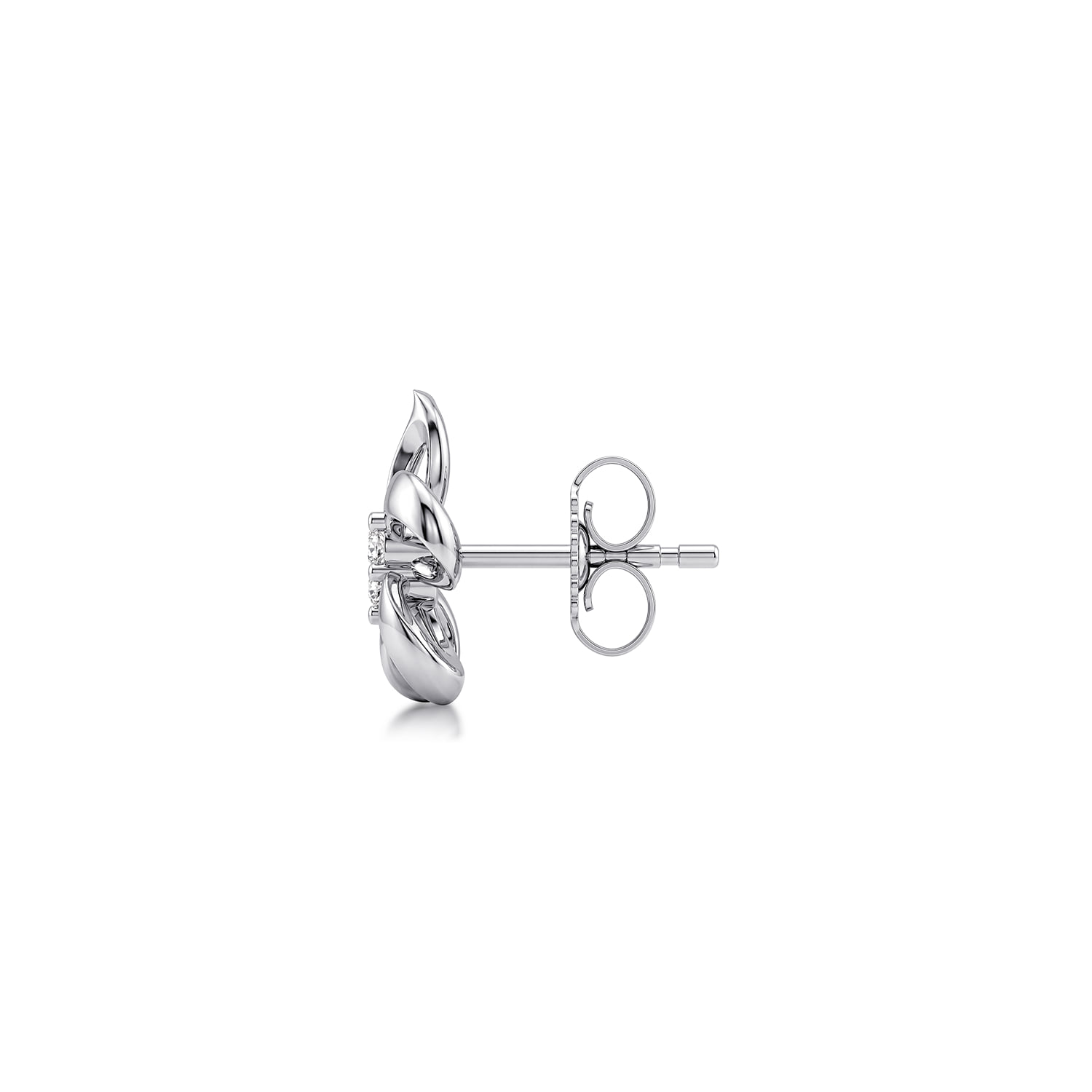 White Sapphire Floral Stud Earrings in Sterling Silver, photograph 3