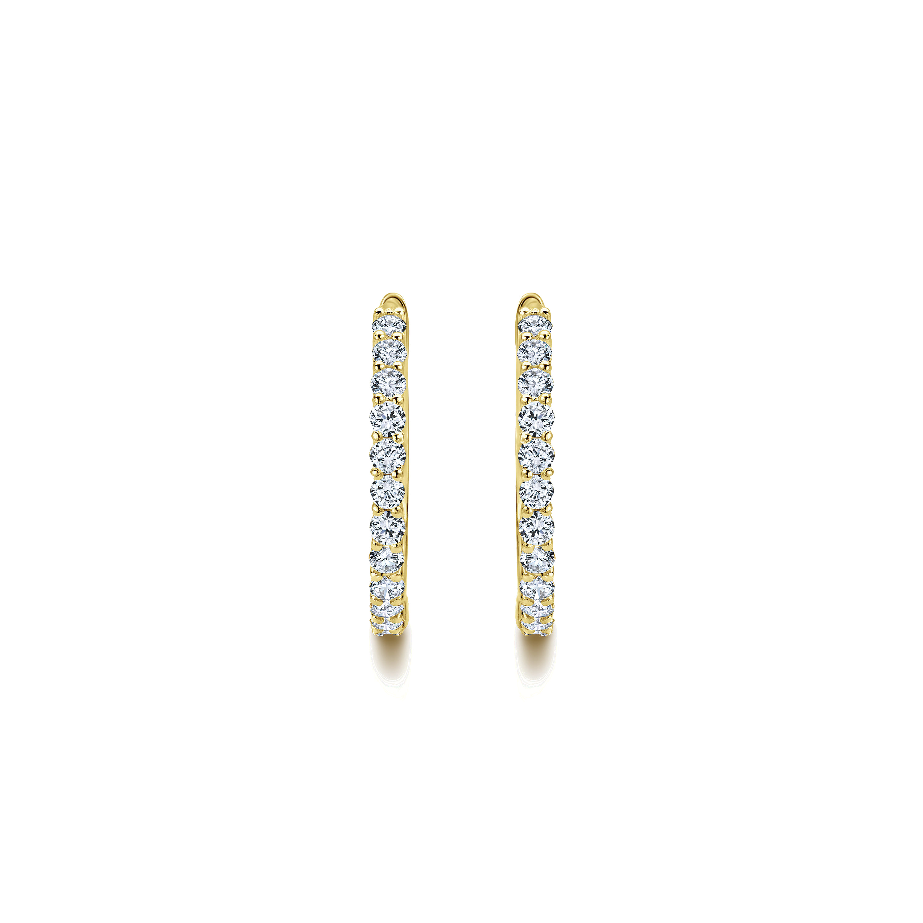 Prong Set 15mm Classic Diamond Hoop Earrings in 14K Yellow Gold, photograph 3