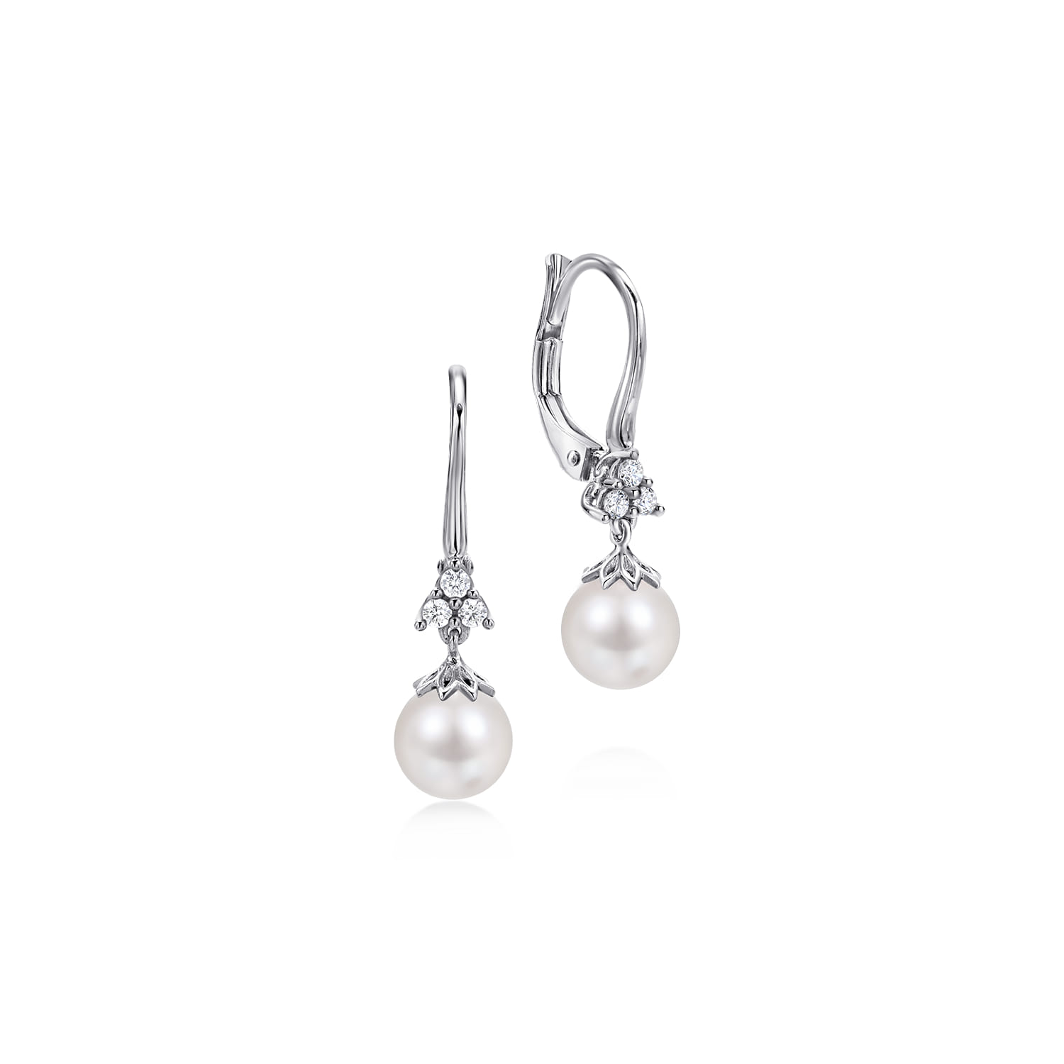 Cultured Pearl Diamond Drop Earrings
