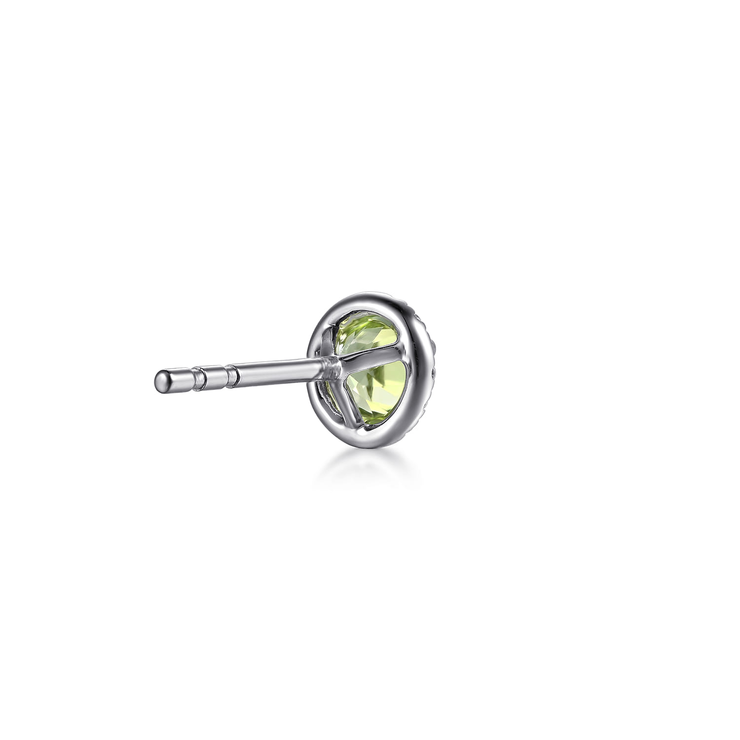 Diamond and Peridot Stud Earrings in 14K White Gold, photograph 2