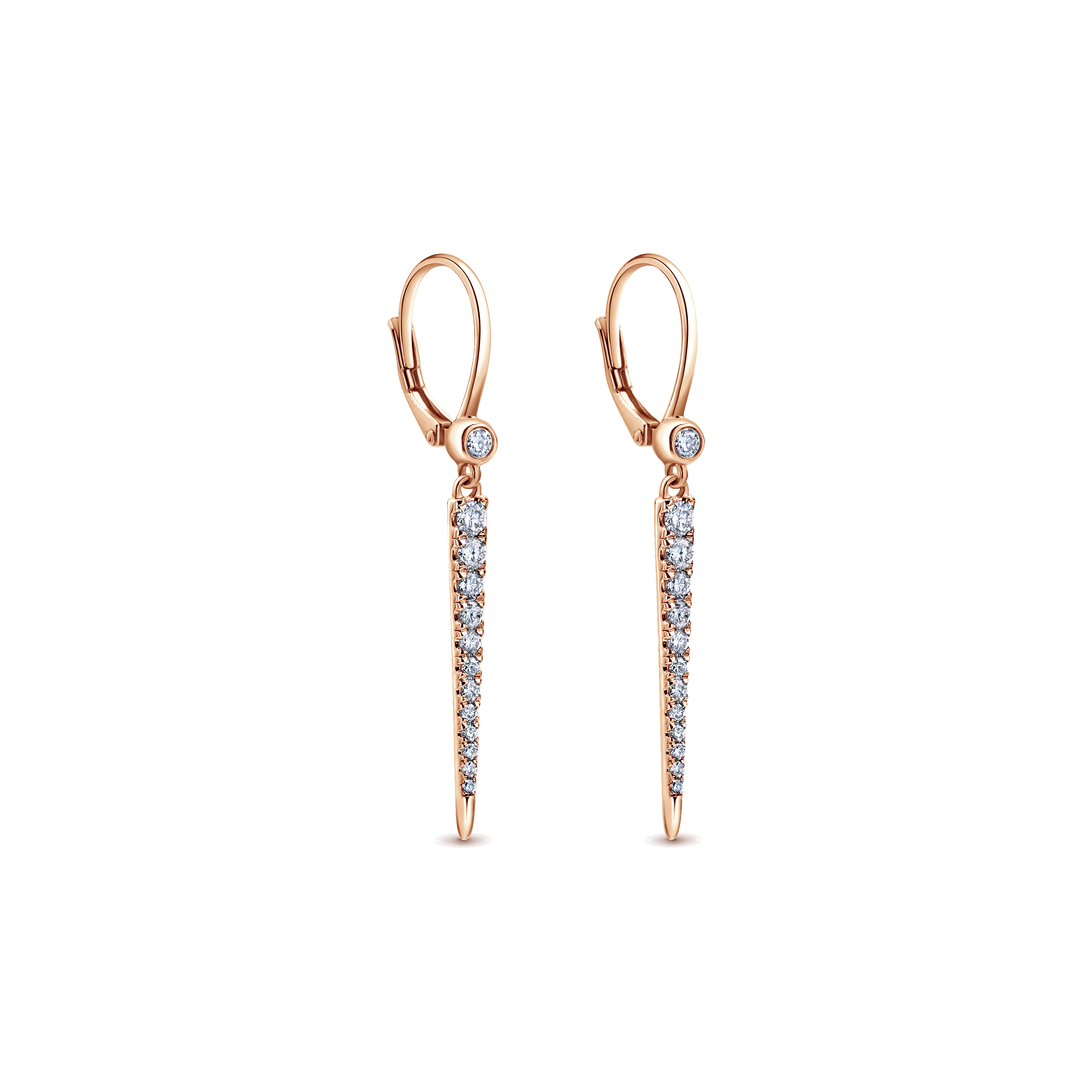 Diamond Spike Drop Earrings in 14K Rose Gold, photograph 2