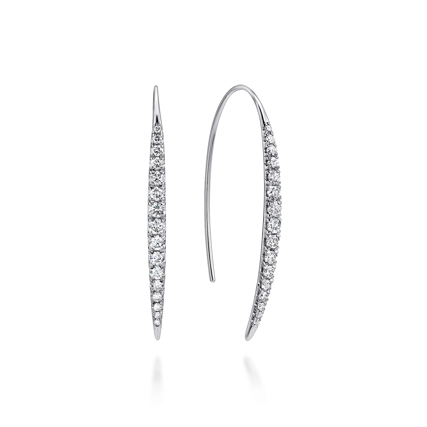 Tapered Diamond Fish Wire Drop Earrings