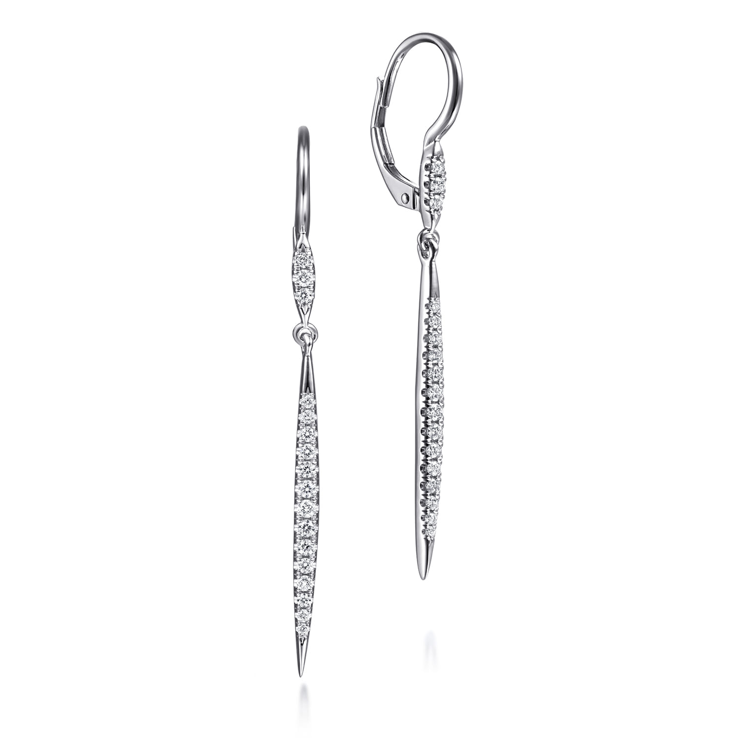 Long Tapered Diamond Drop Earrings