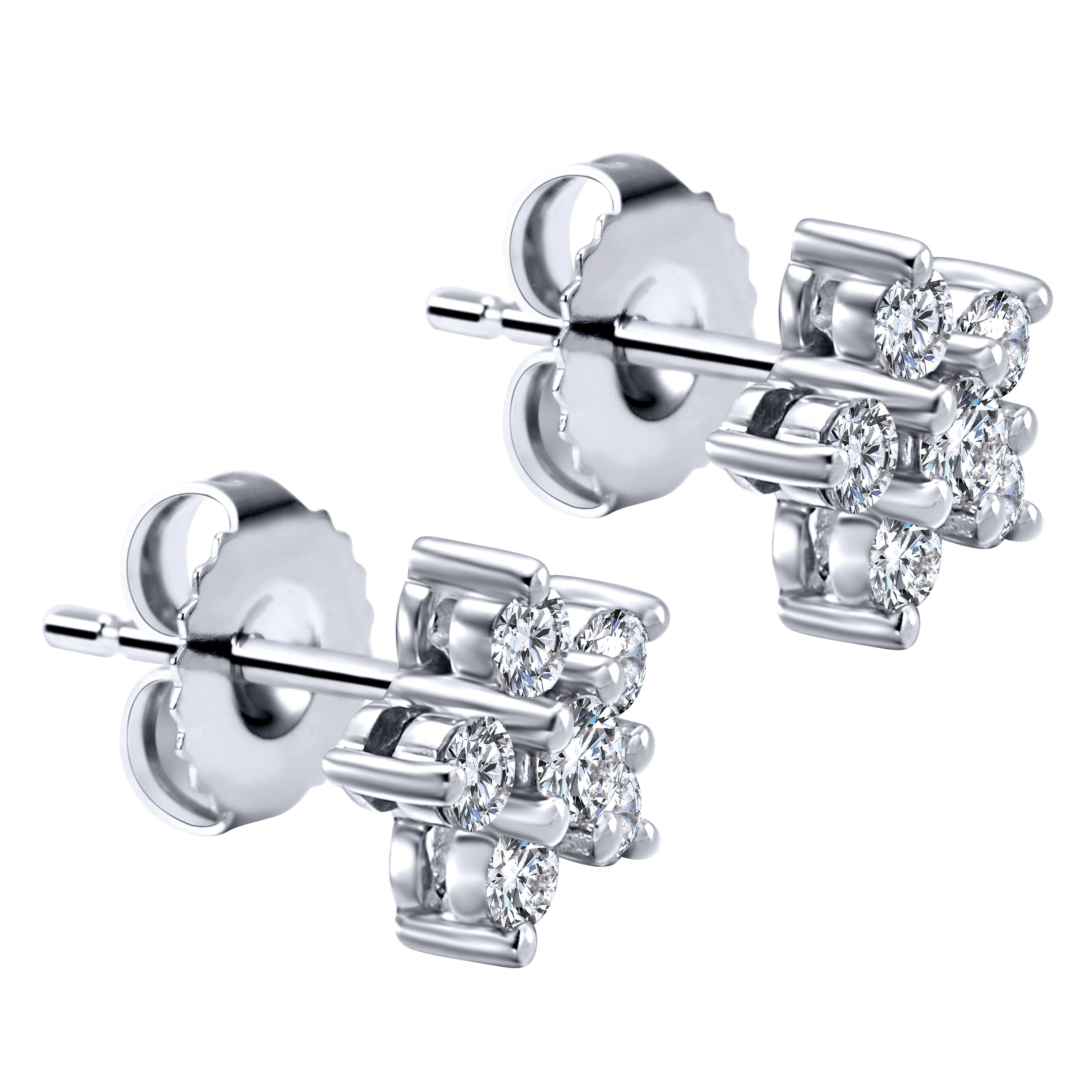 Diamond Stud Earrings in 14K White Gold, photograph 2