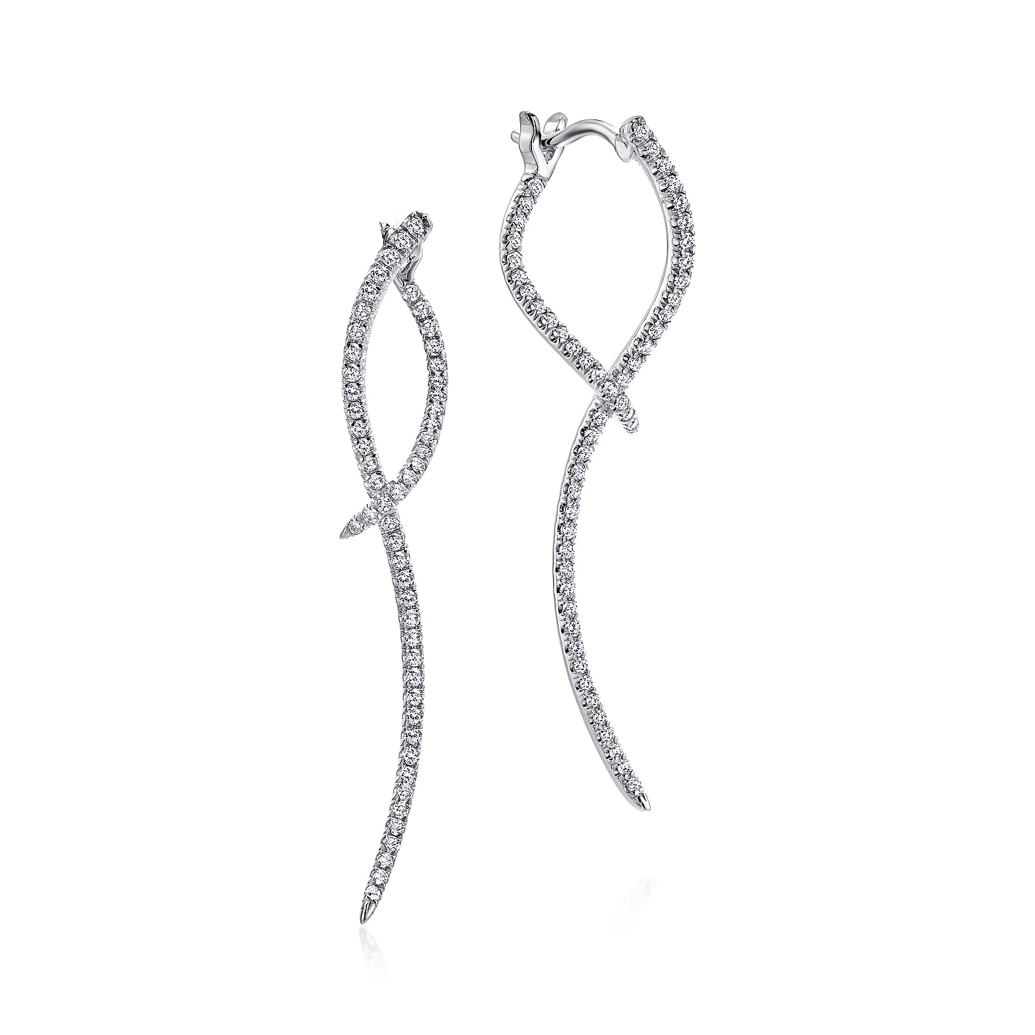 ◇Monday Edition◇ Drop With Drop Earrings 14K White Gold Sculptural Diamond Drop Earrings @ $1825
