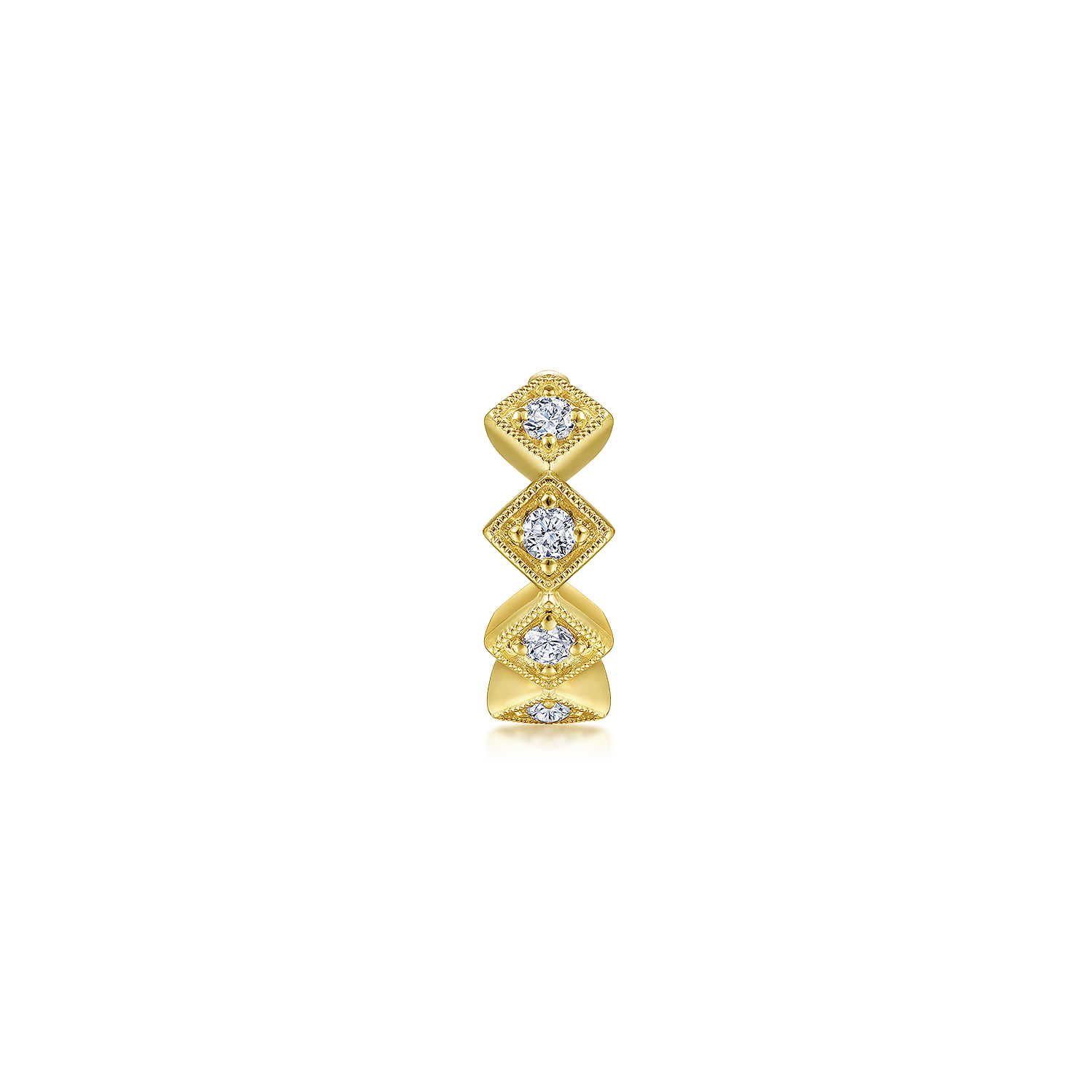 Diamond Rhombus Pattern Single Cuff Earring in 14K Yellow Gold, photograph 2